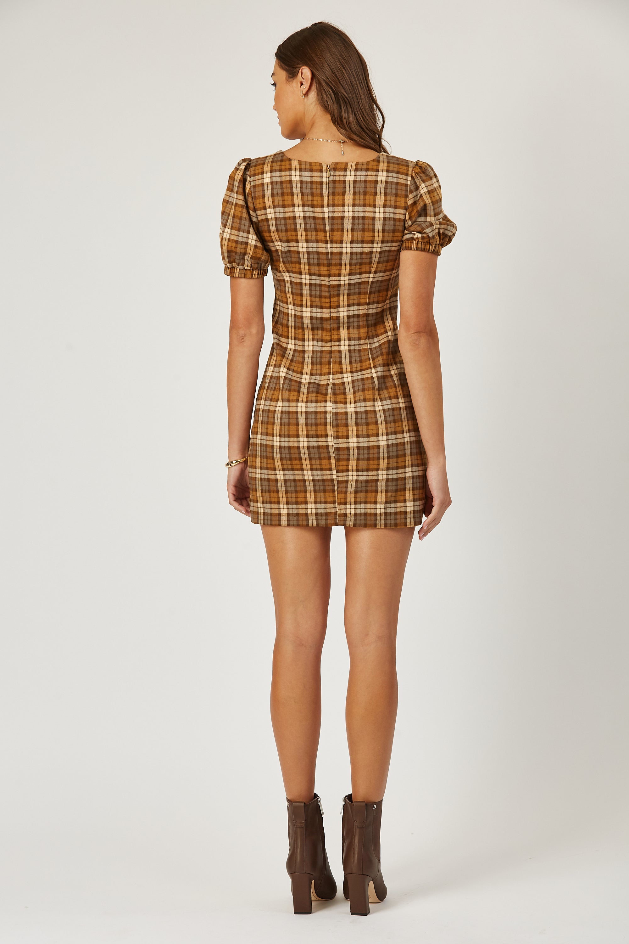 Phoebe plaid mini dress w/ trim detail image 3