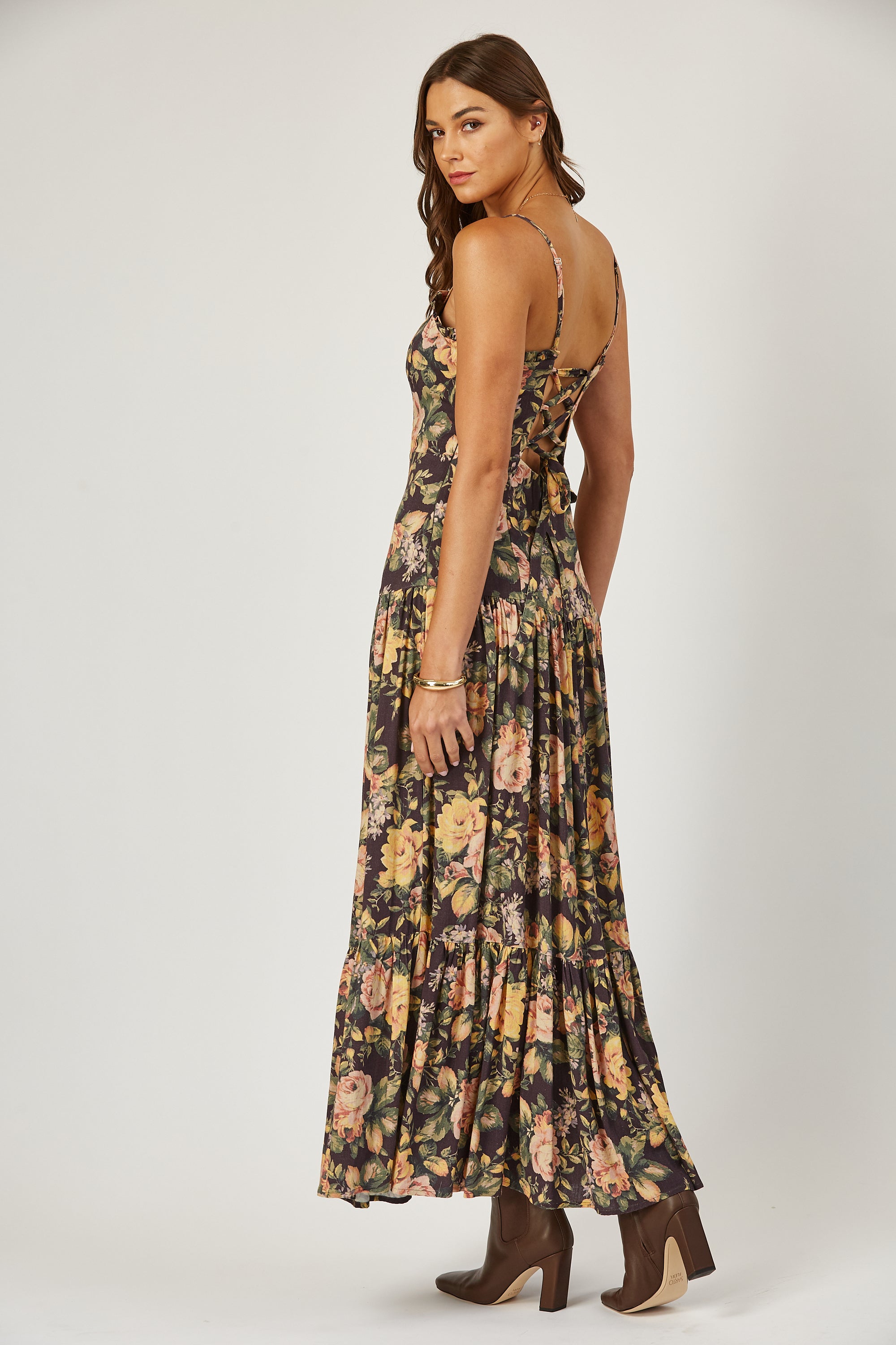 Priscilla laced back floral maxi dress image 2