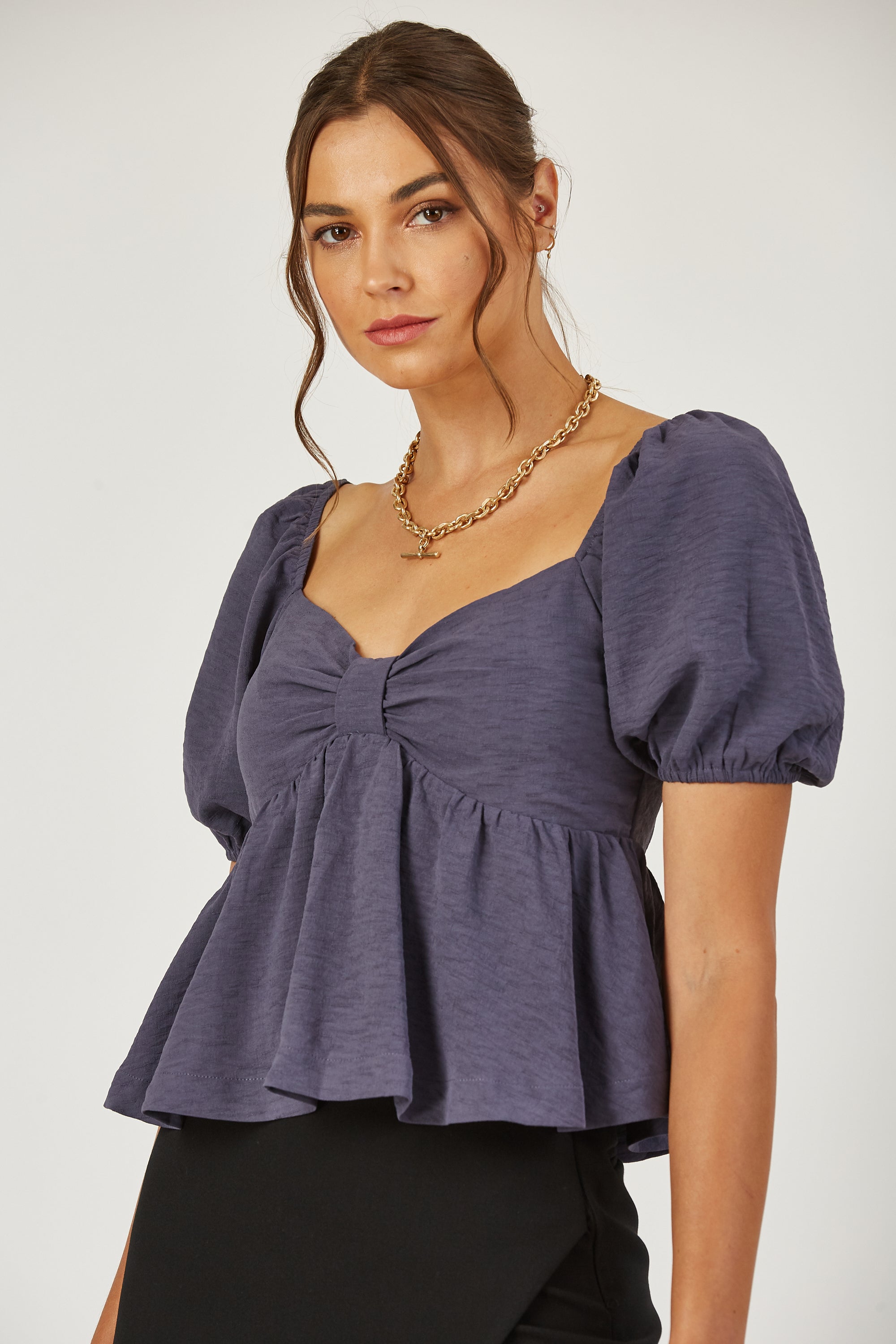 Amaya textured peplum top image 1