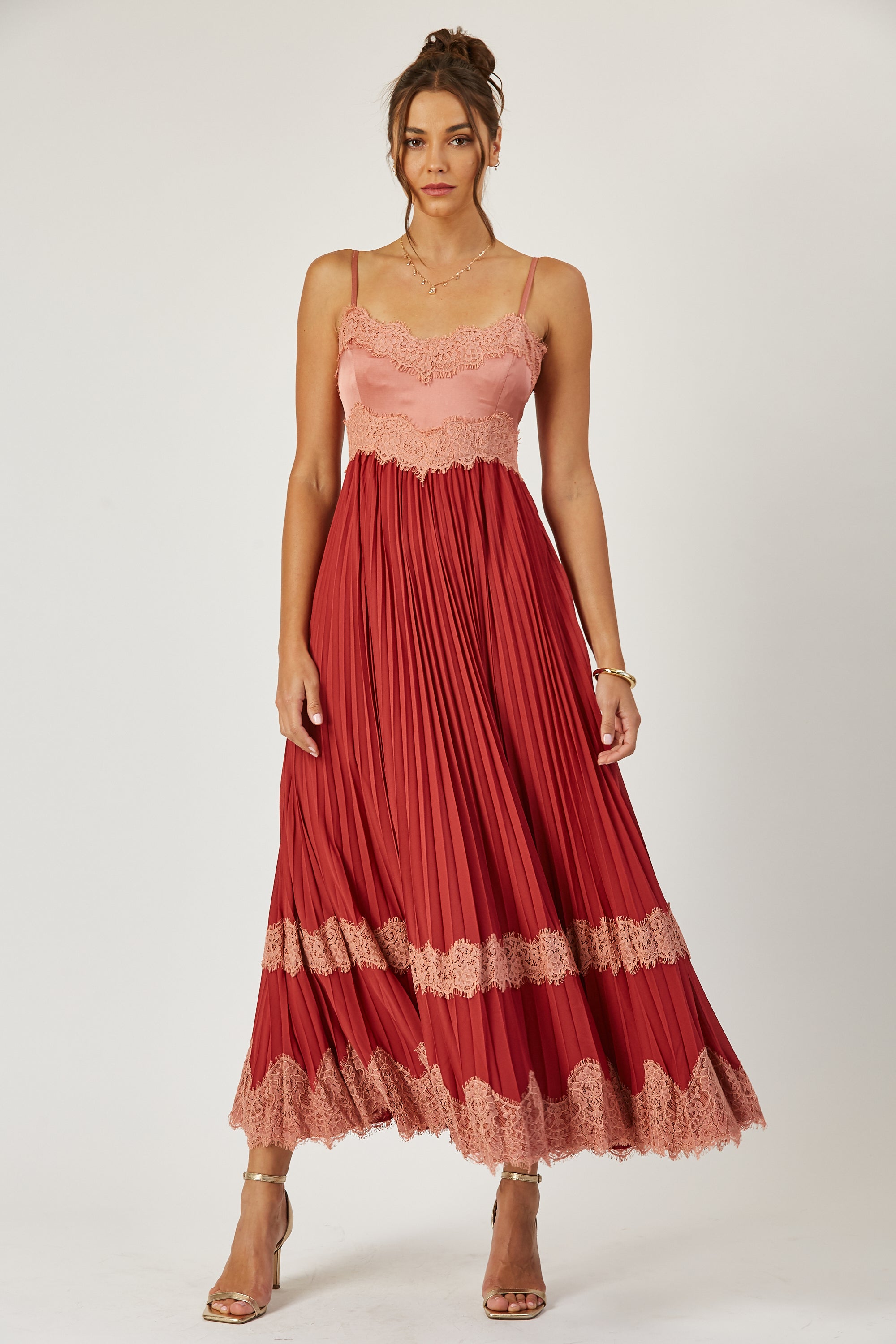 chinese dress ladies Saylor Colorblock Pleated Midi Dress