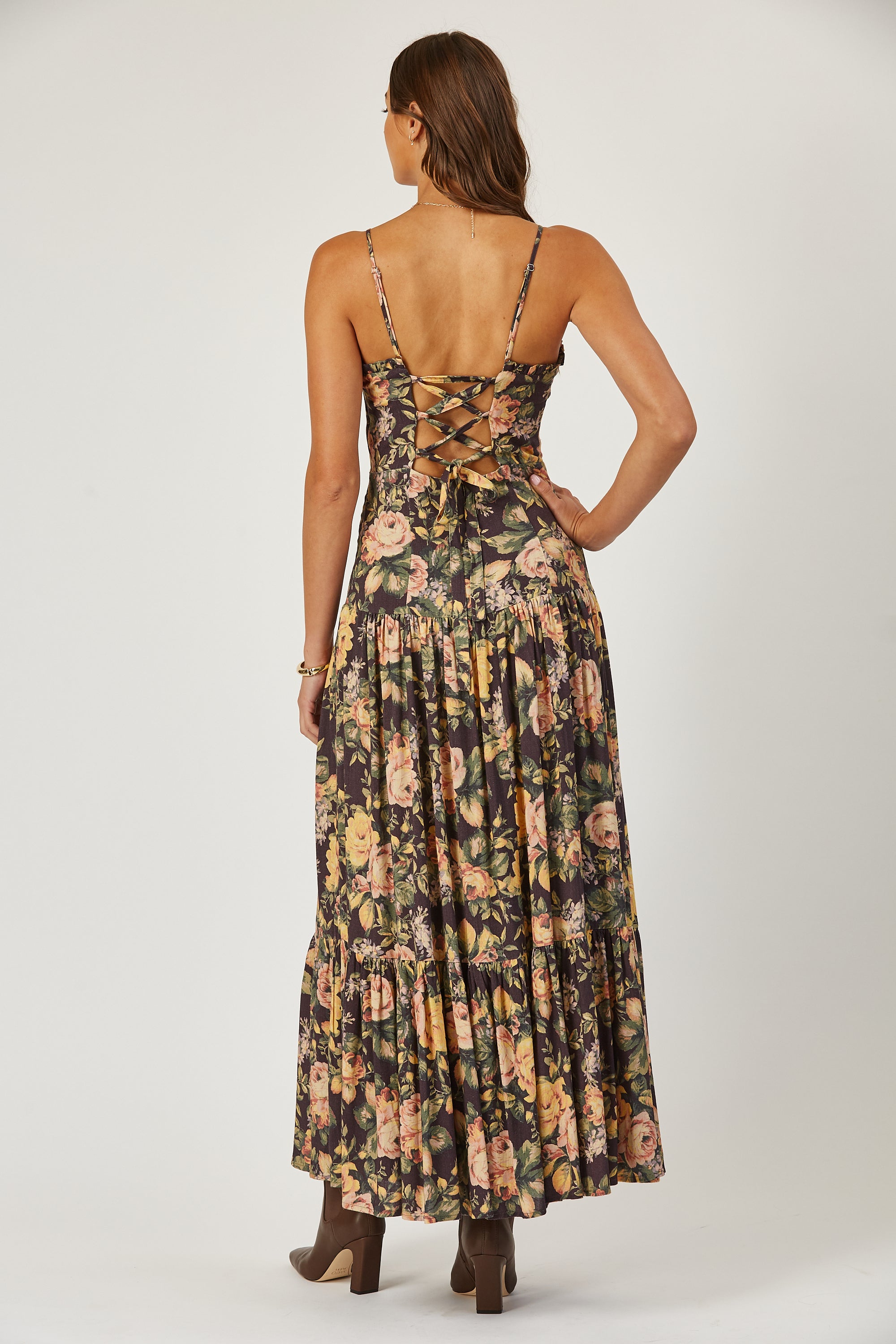 Priscilla laced back floral maxi dress image 3