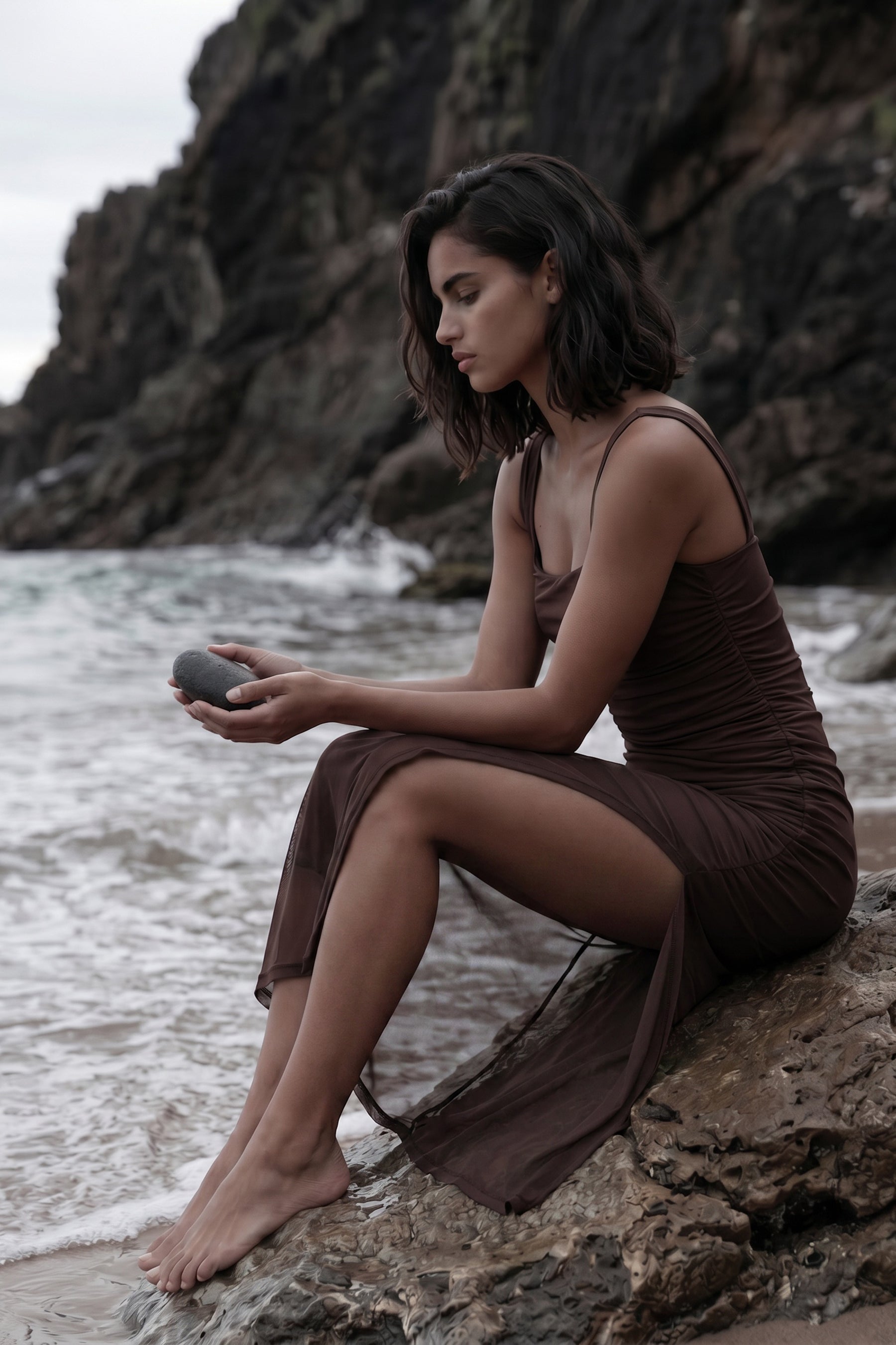 Selene Draped Mesh Dress