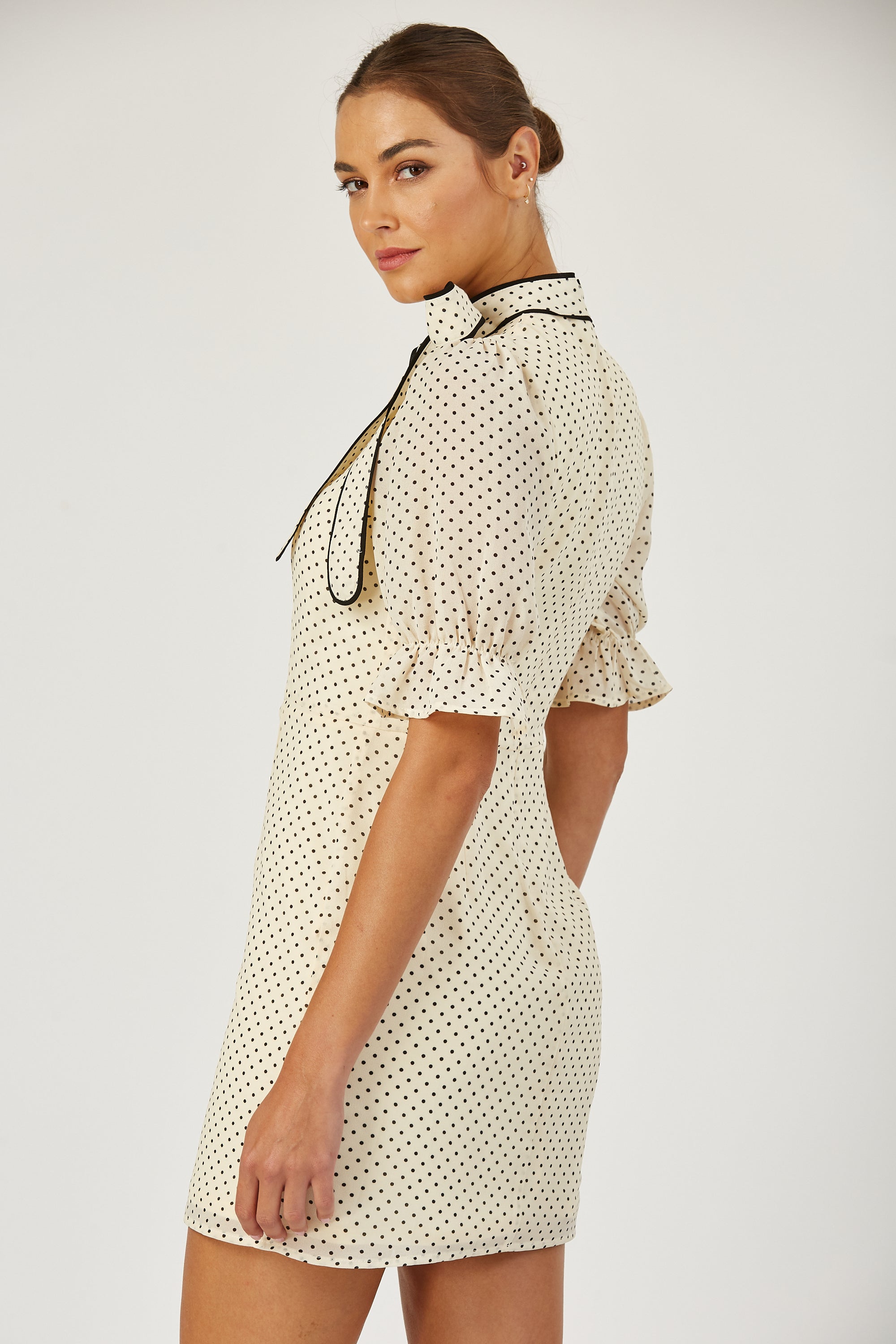 Colette tie neck polka dot dress image 4