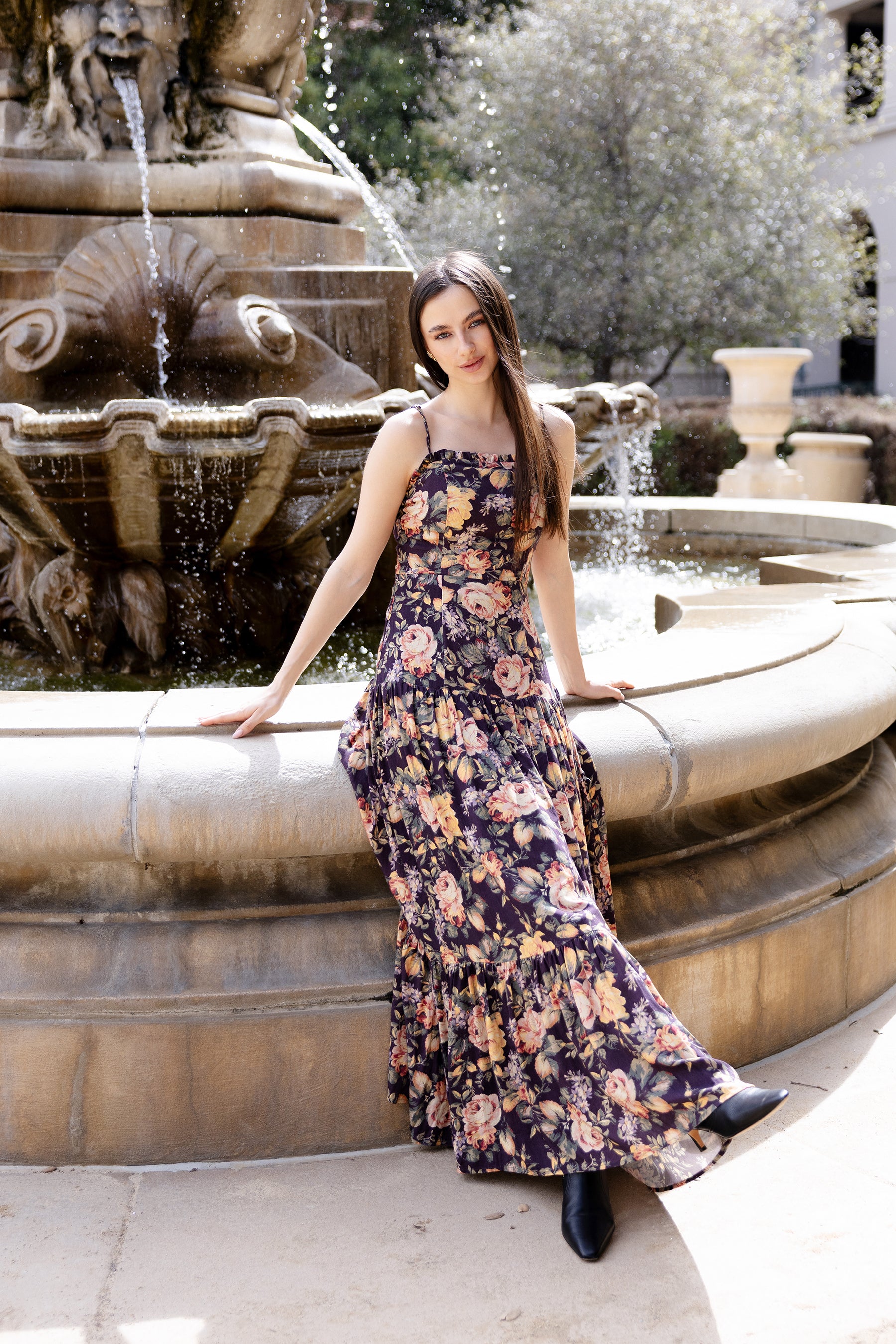 Priscilla Laced Back Floral Maxi Dress