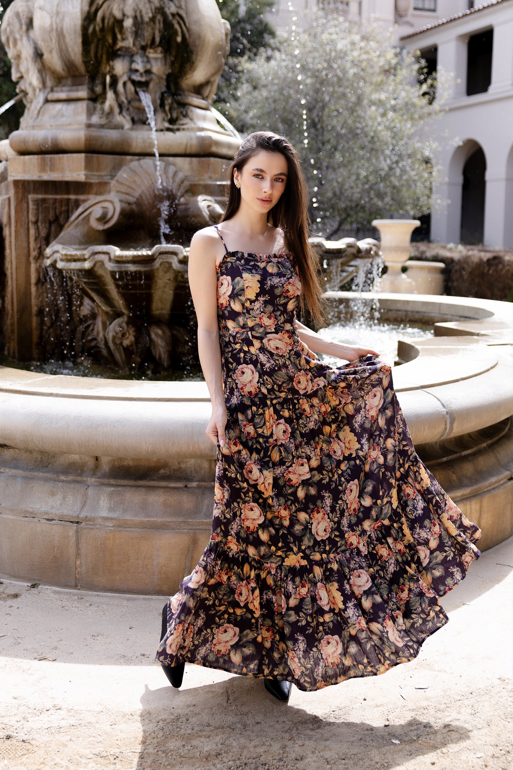 Priscilla Laced Back Floral Maxi Dress