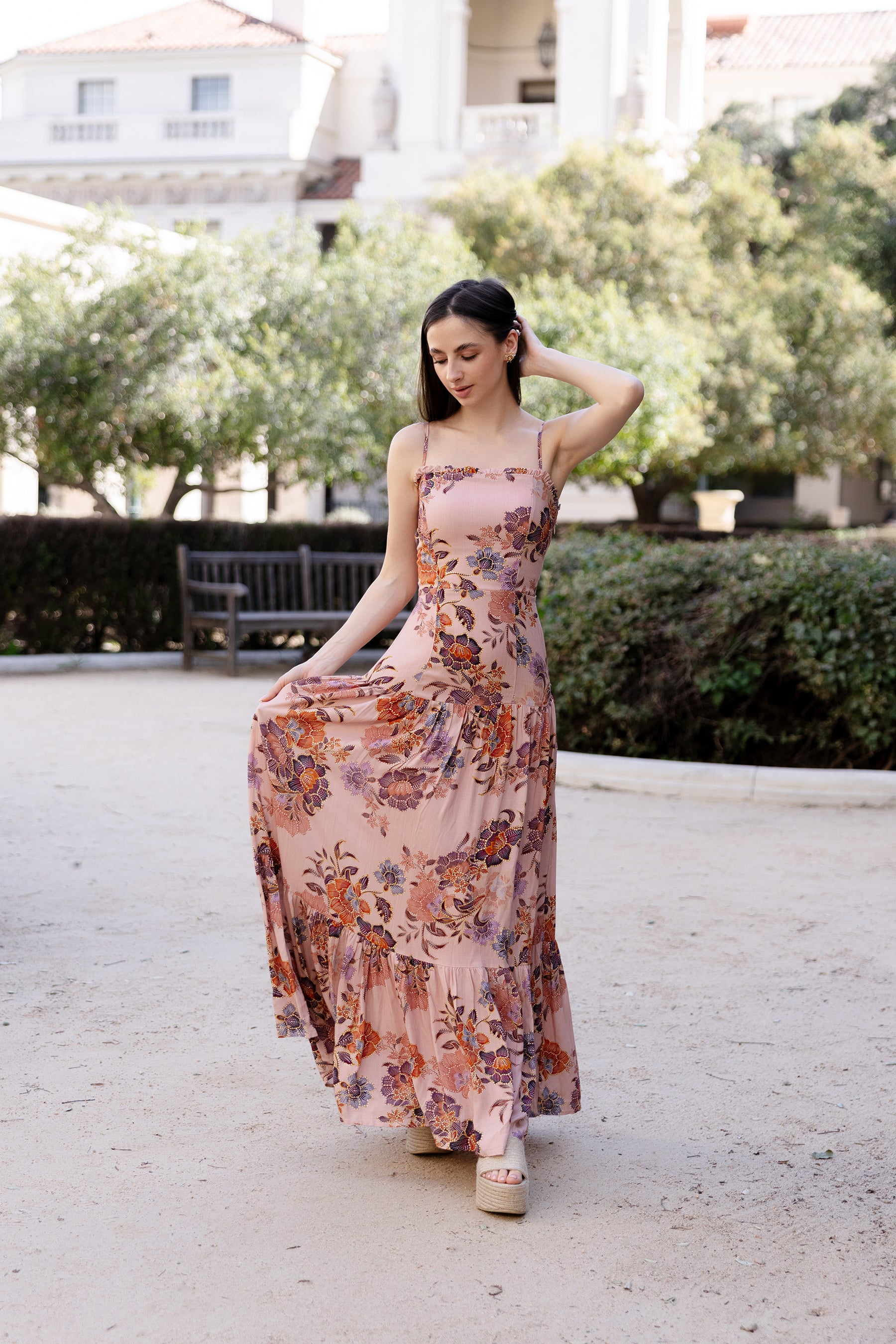 Maia Laced Back Floral Maxi Dress