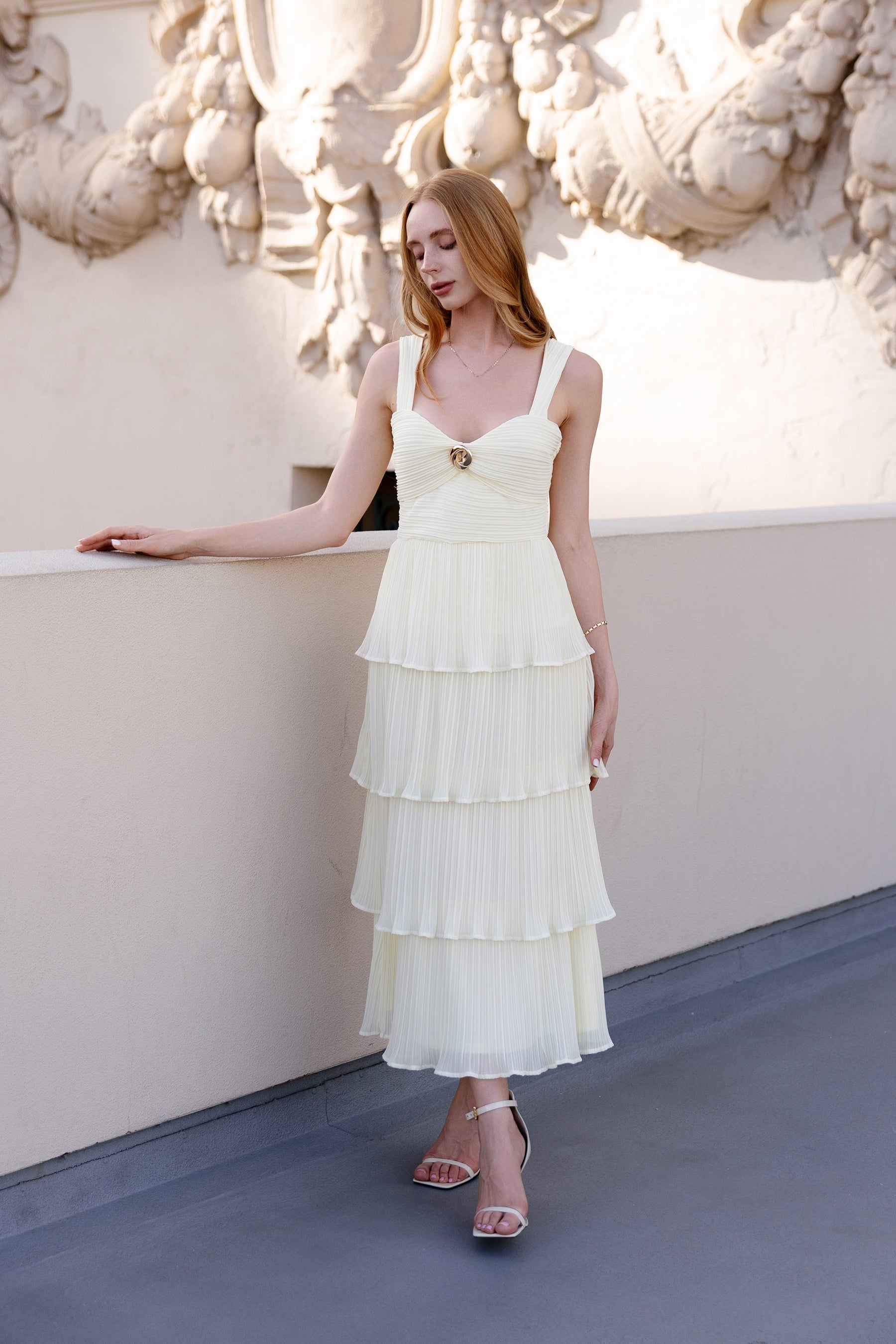 Paige plisse tiered dress
