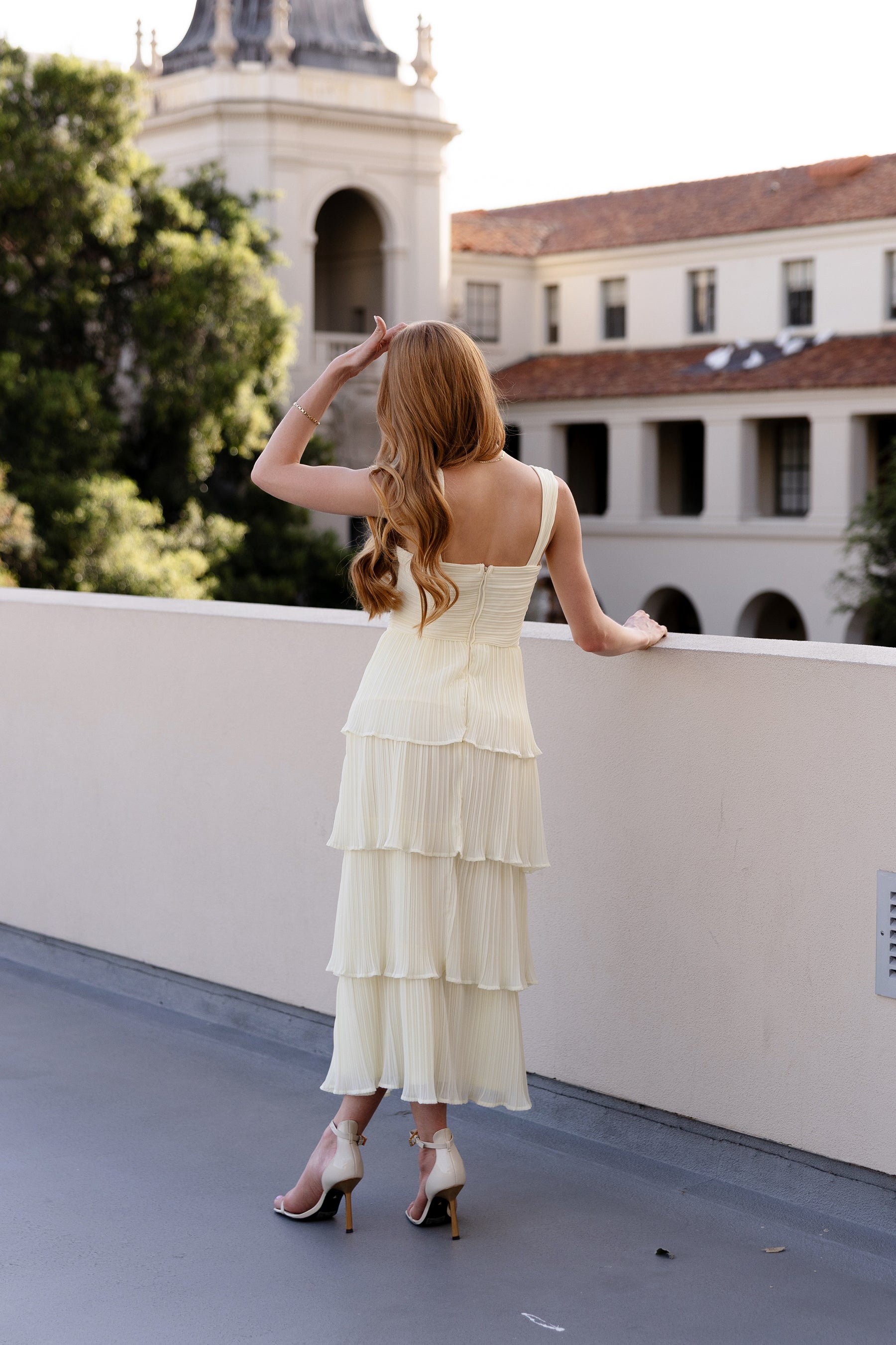Paige plisse tiered dress