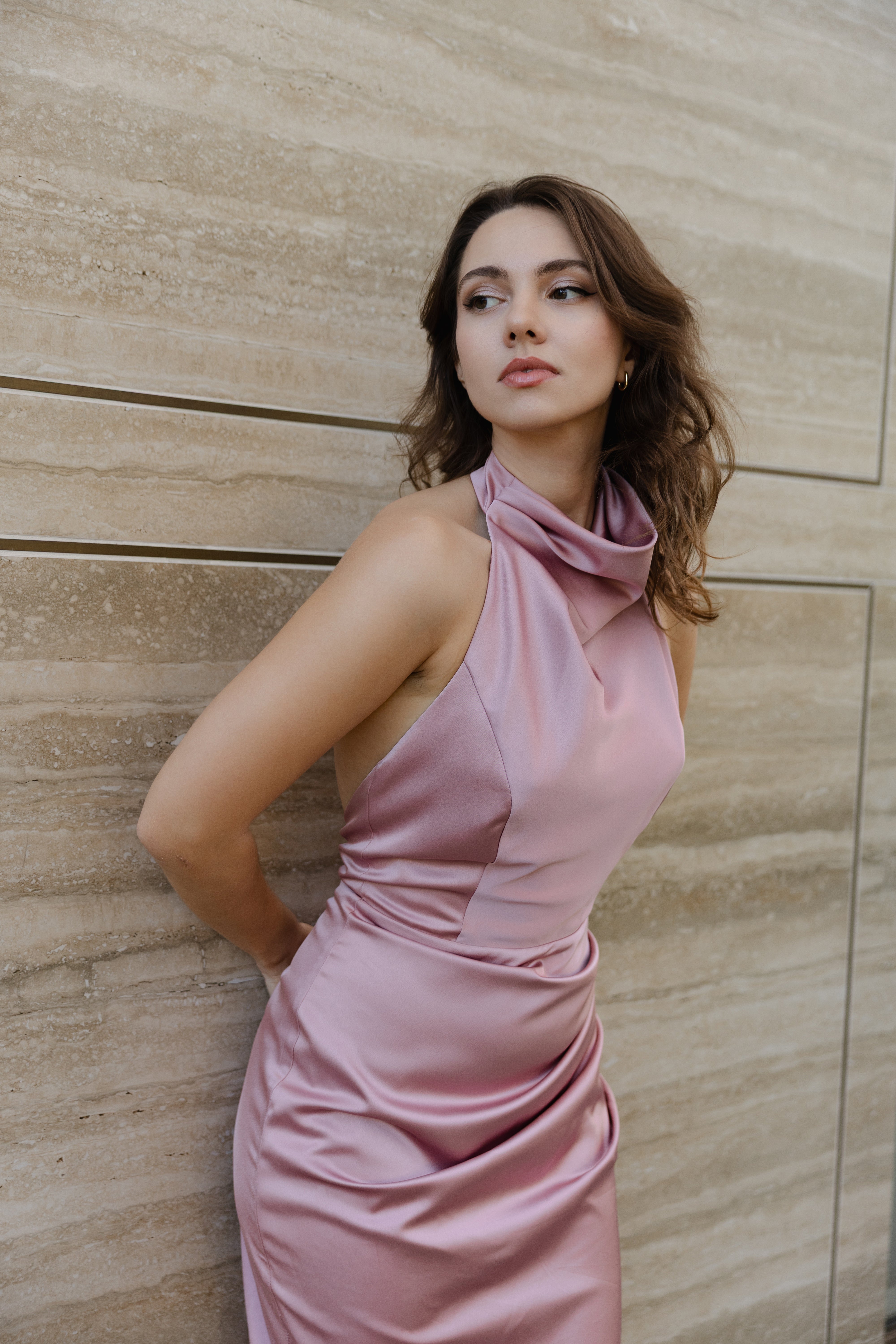 Gemma open back halter dress