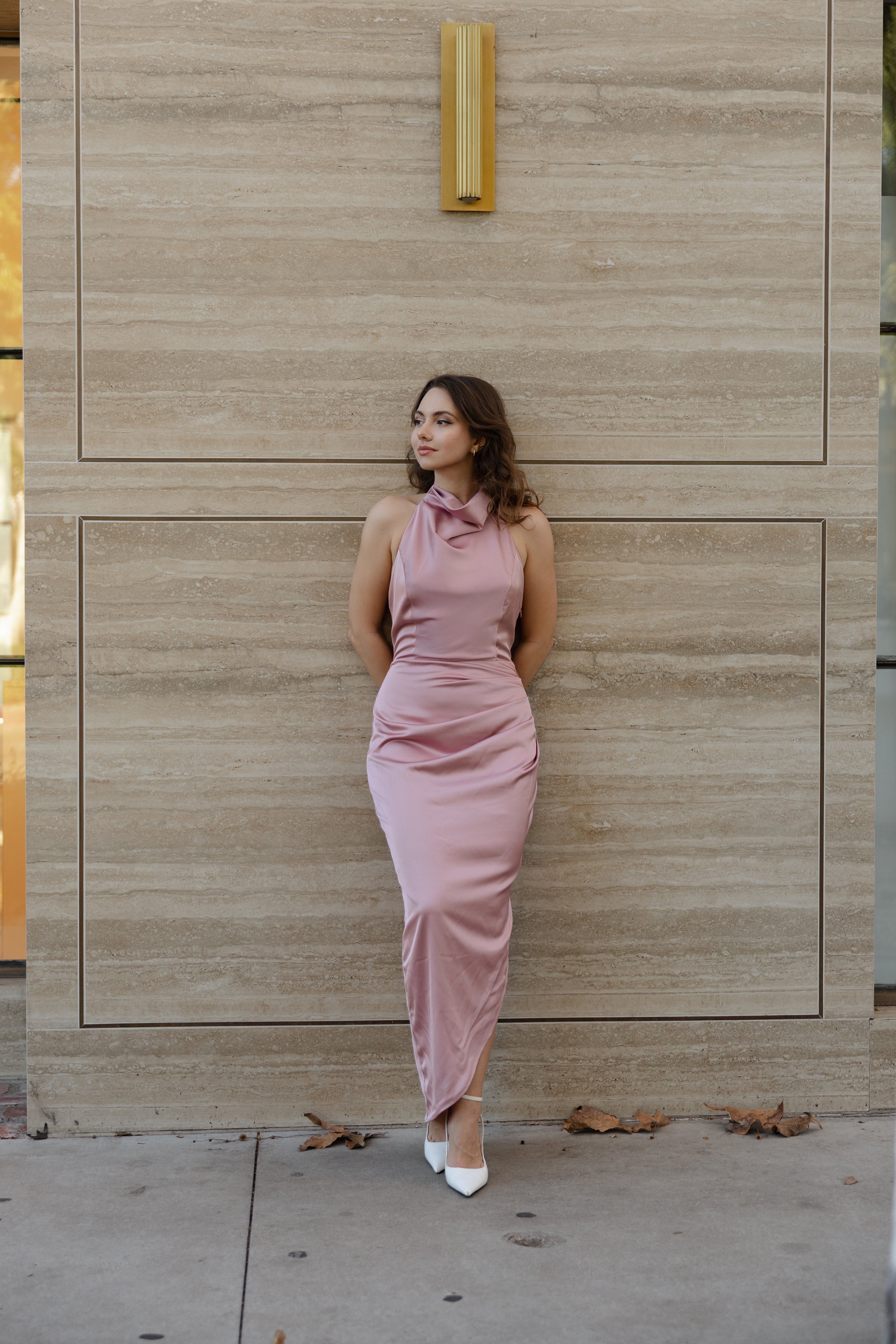 Gemma open back halter dress