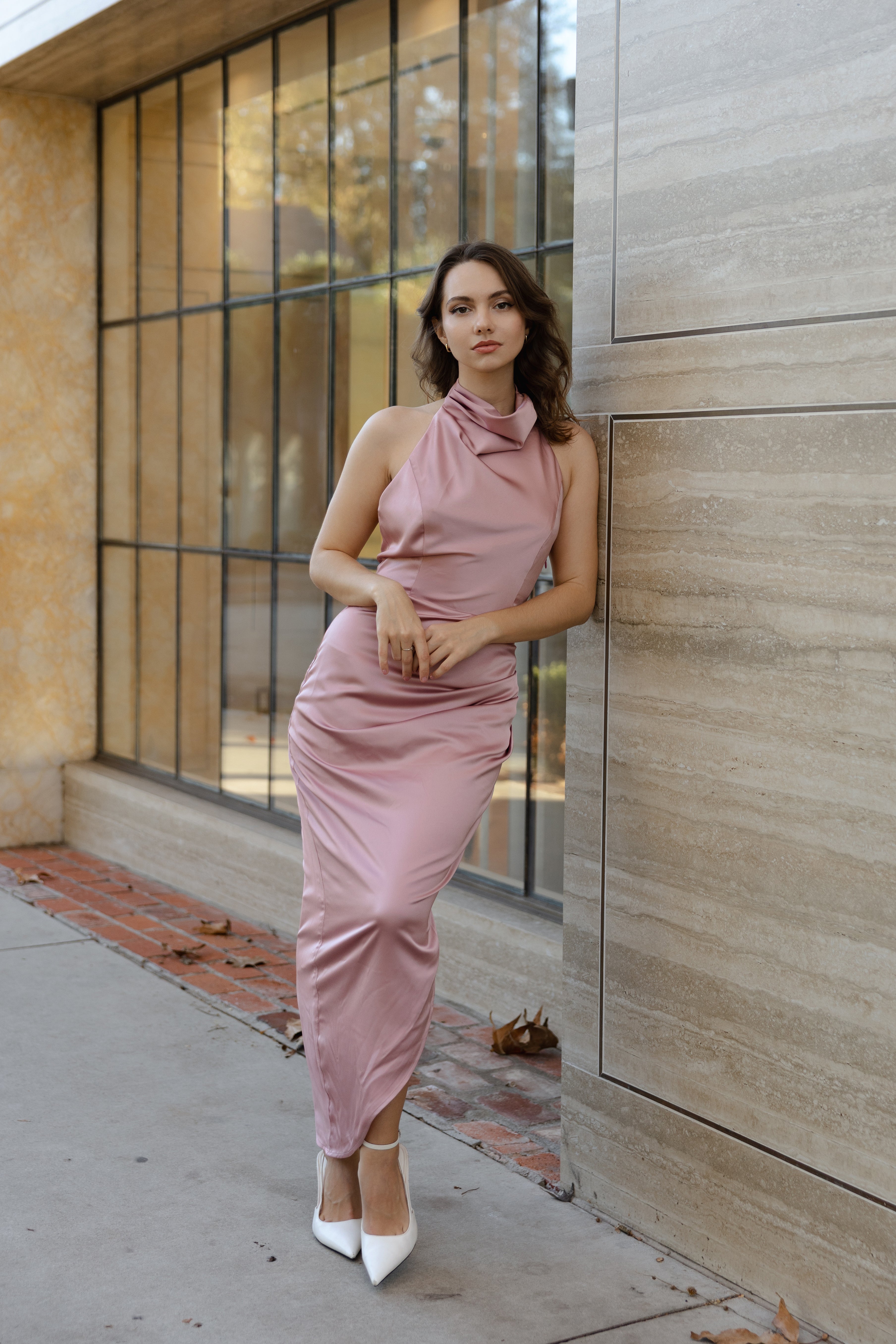 Gemma open back halter dress