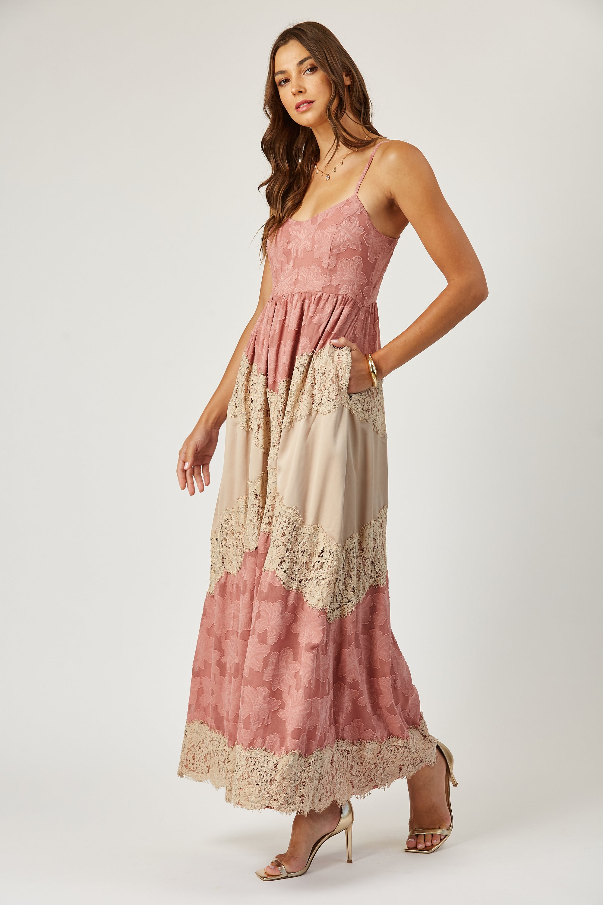 Charlotte lace and burnout maxi dress image 2