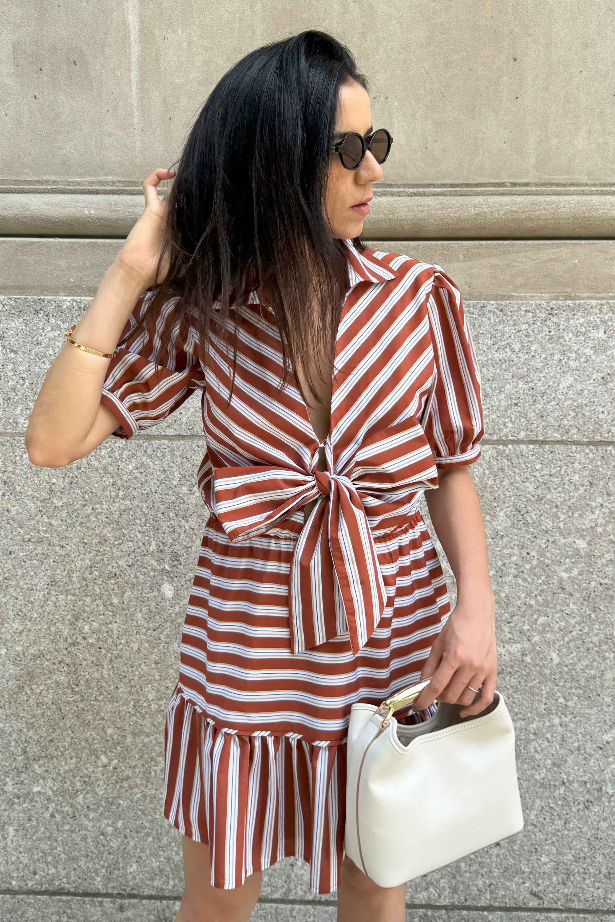 Keilani Bow Front Stripe Dress