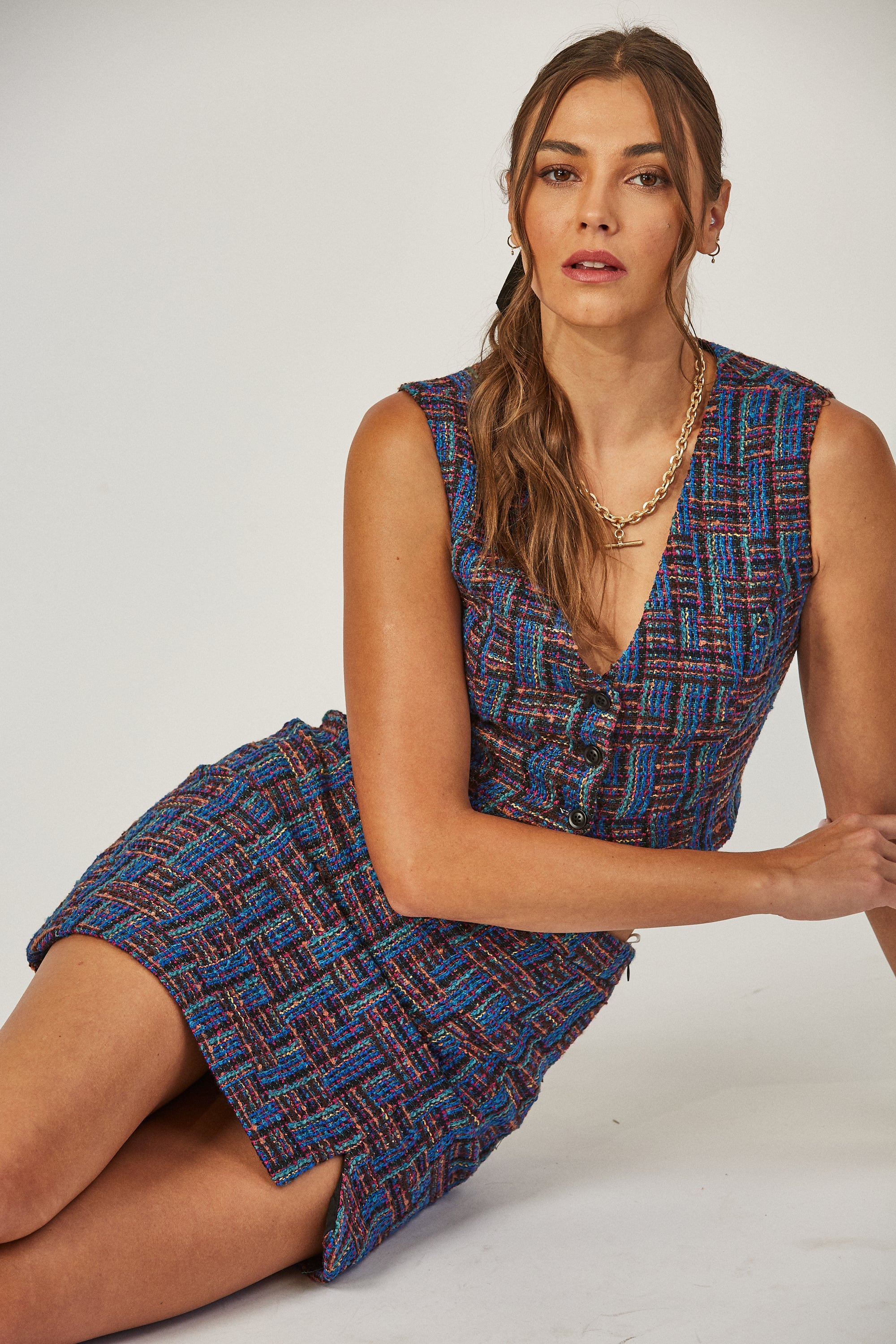 Cleo multicolor tweed mini skirt image 0