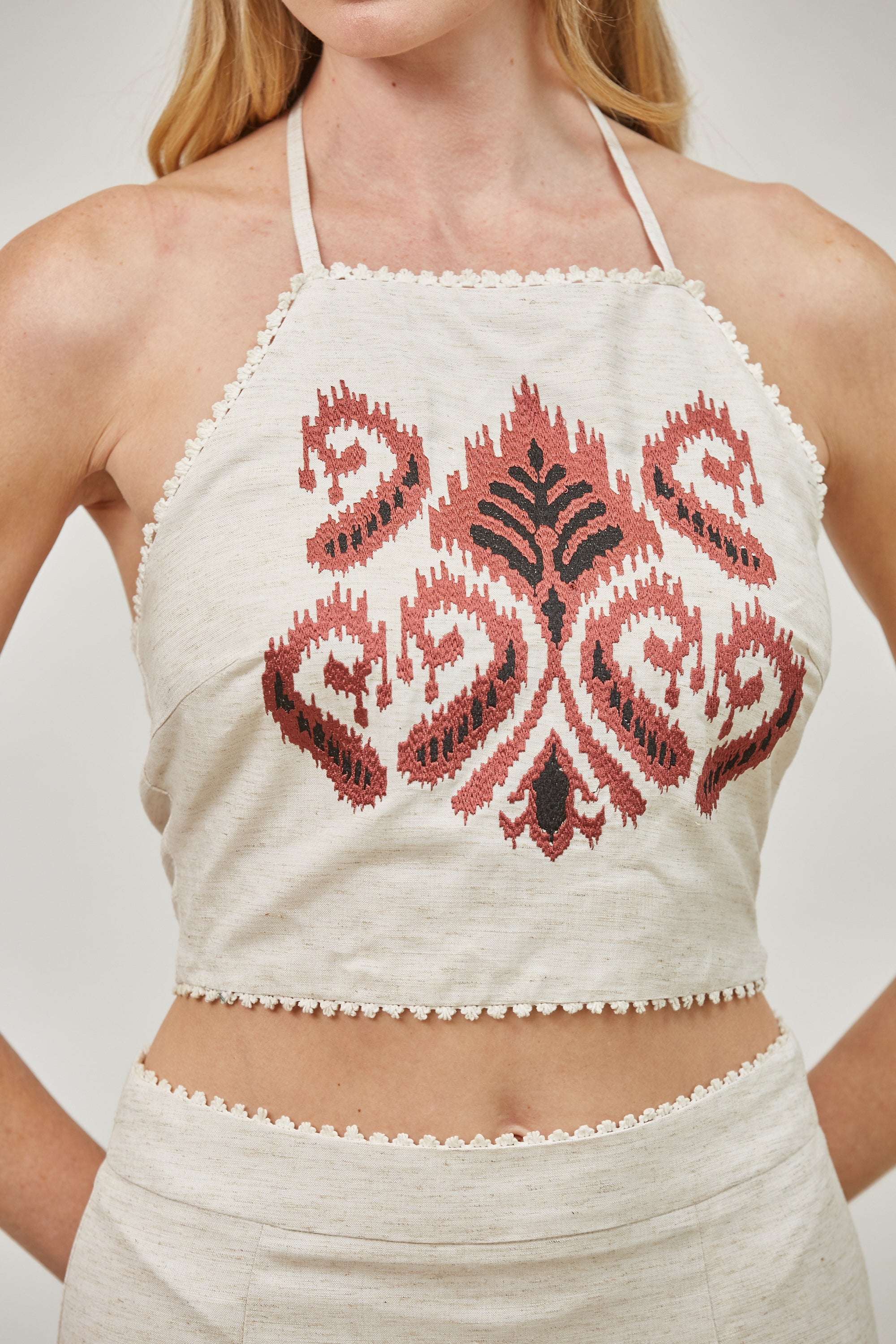 Kaia Embroidered Halter Set