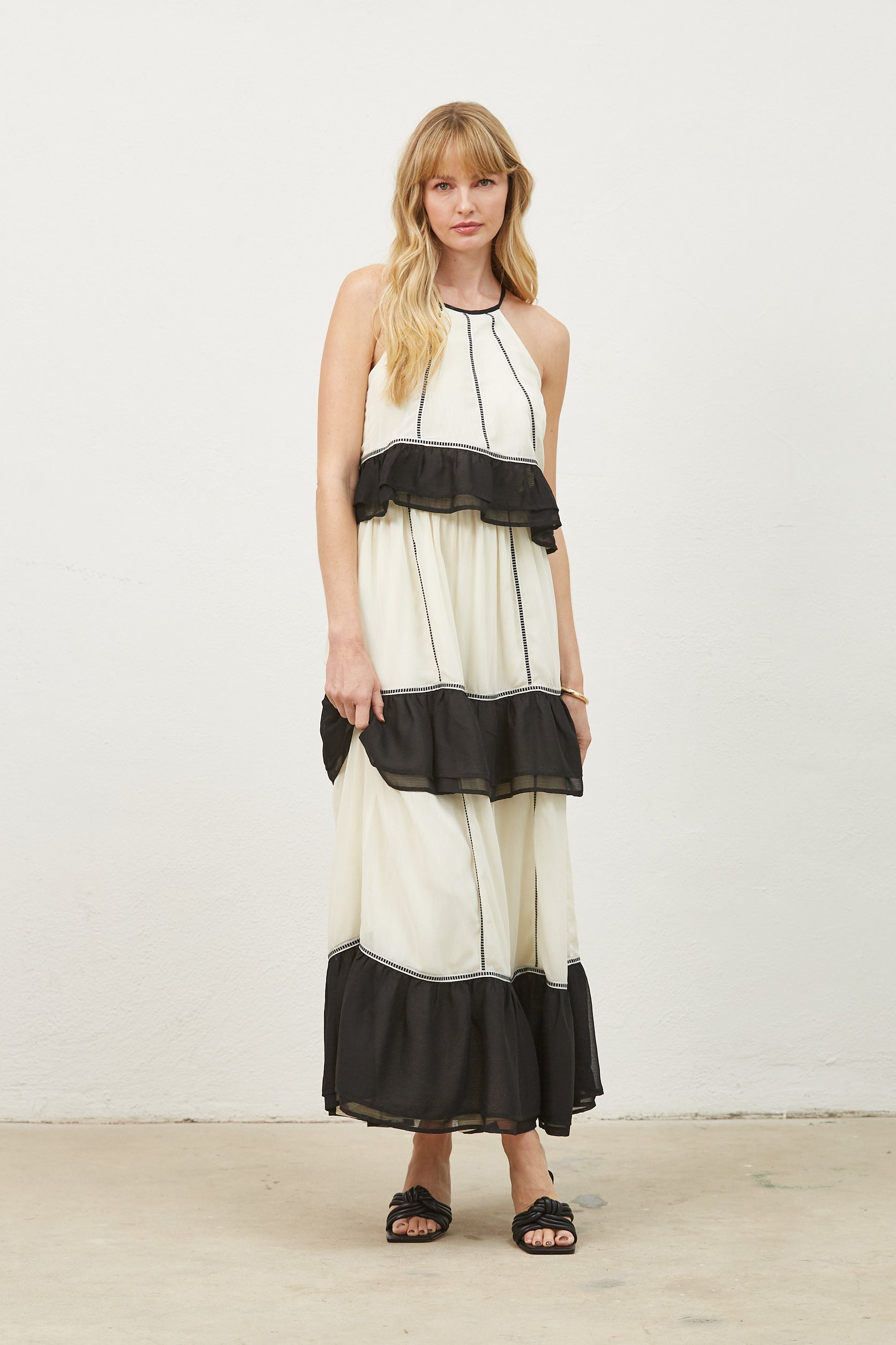 Aurelie contrast tiered maxi
