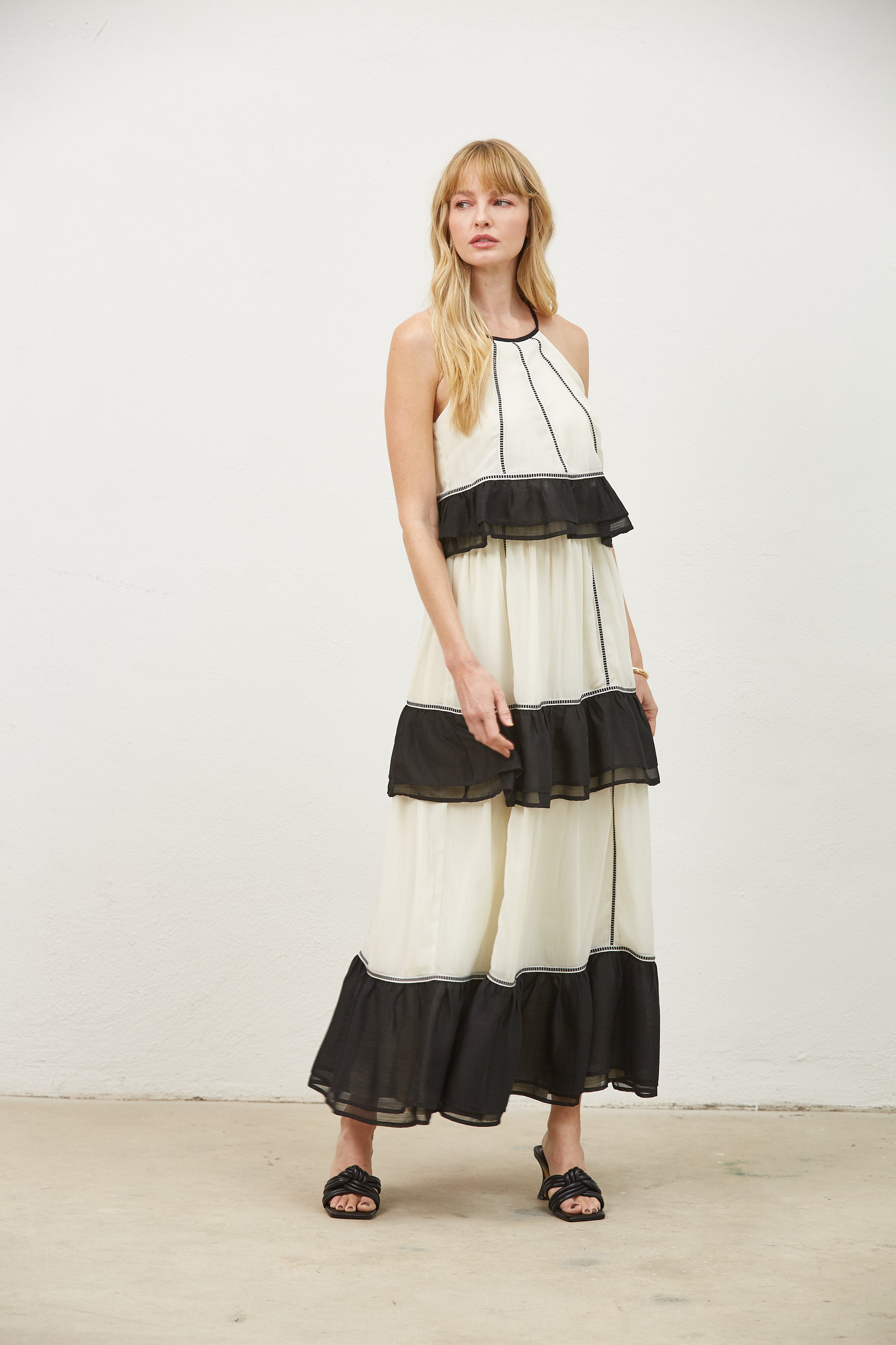 Aurelie Contrast Tiered Maxi M / Cream