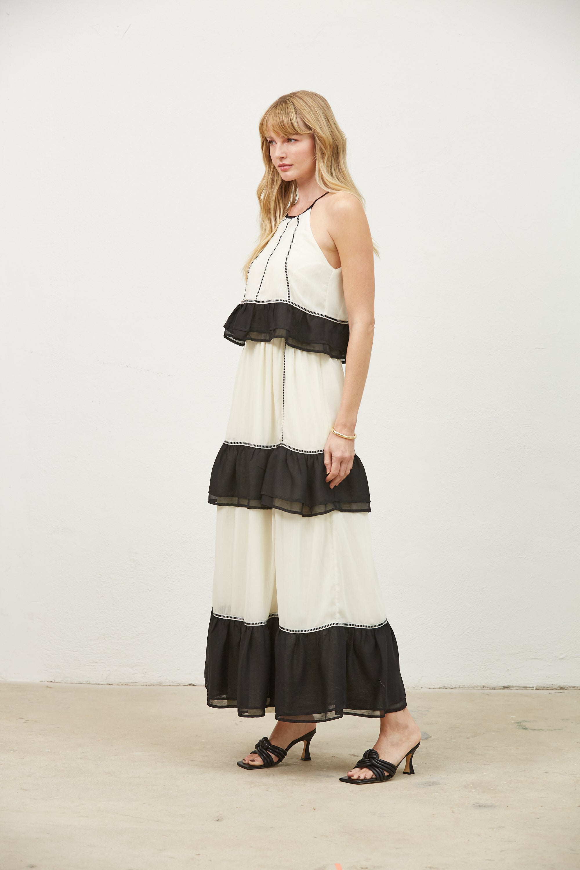 Aurelie contrast tiered maxi