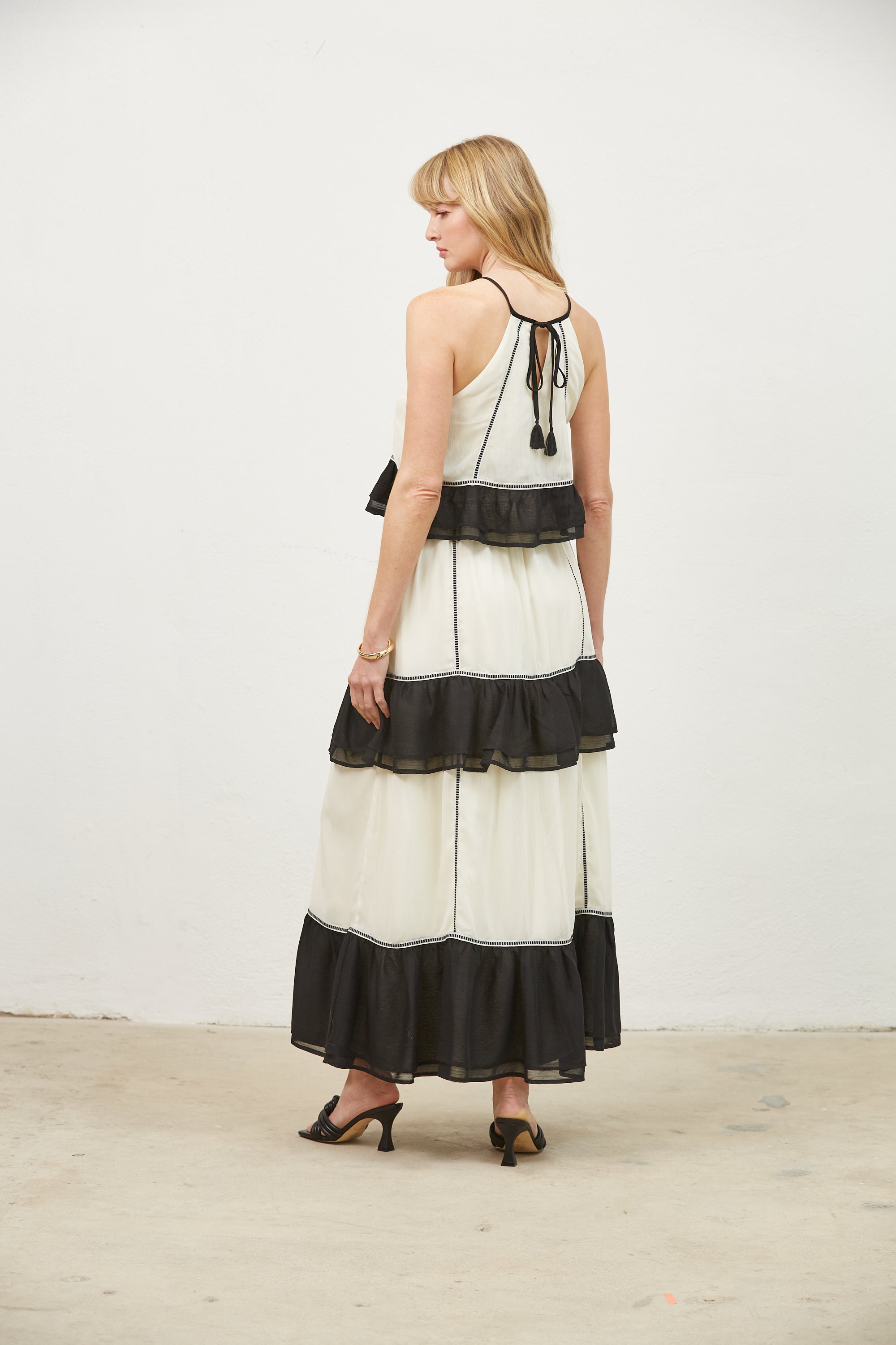 Aurelie contrast tiered maxi