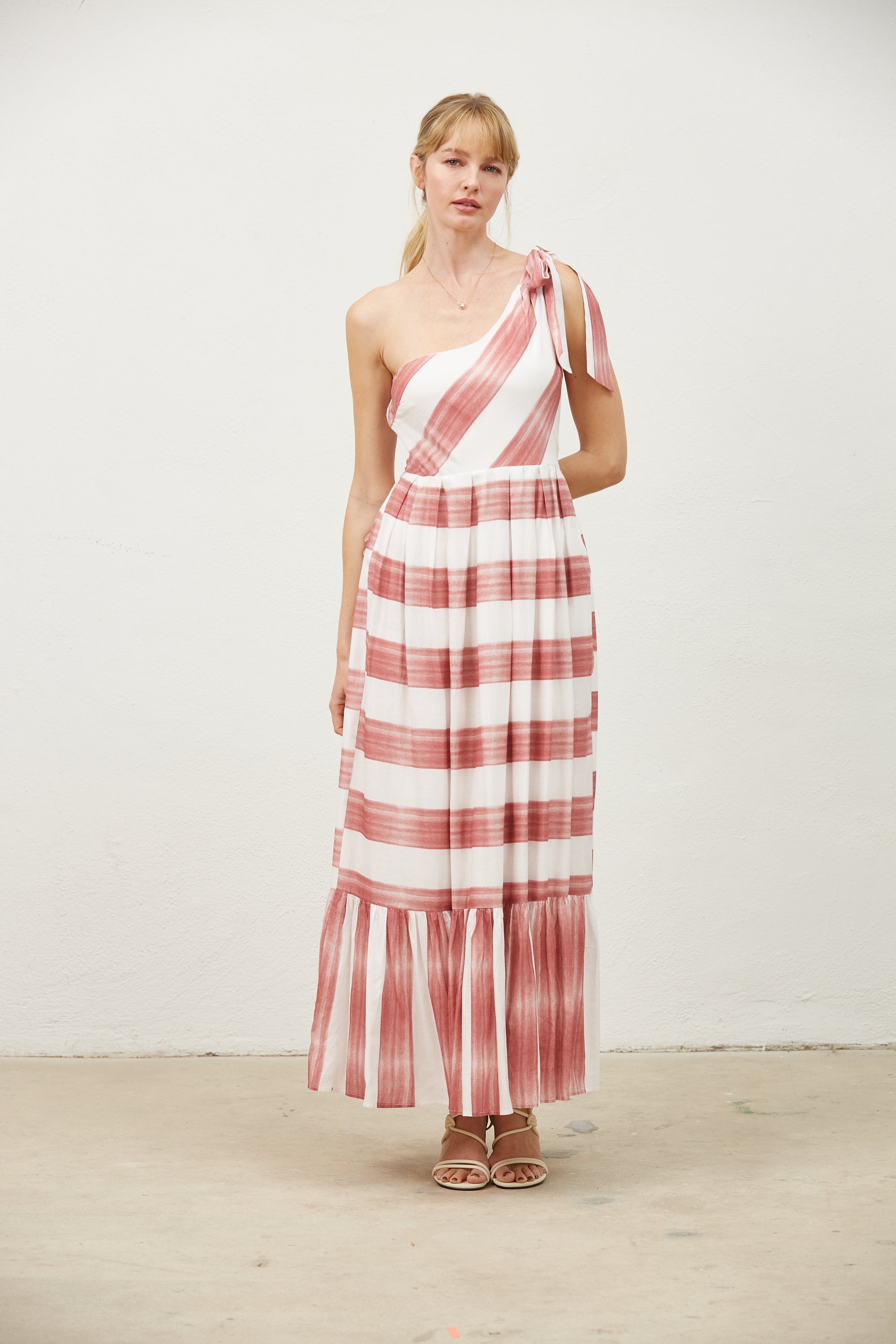 Eloise one shoulder stripe maxi