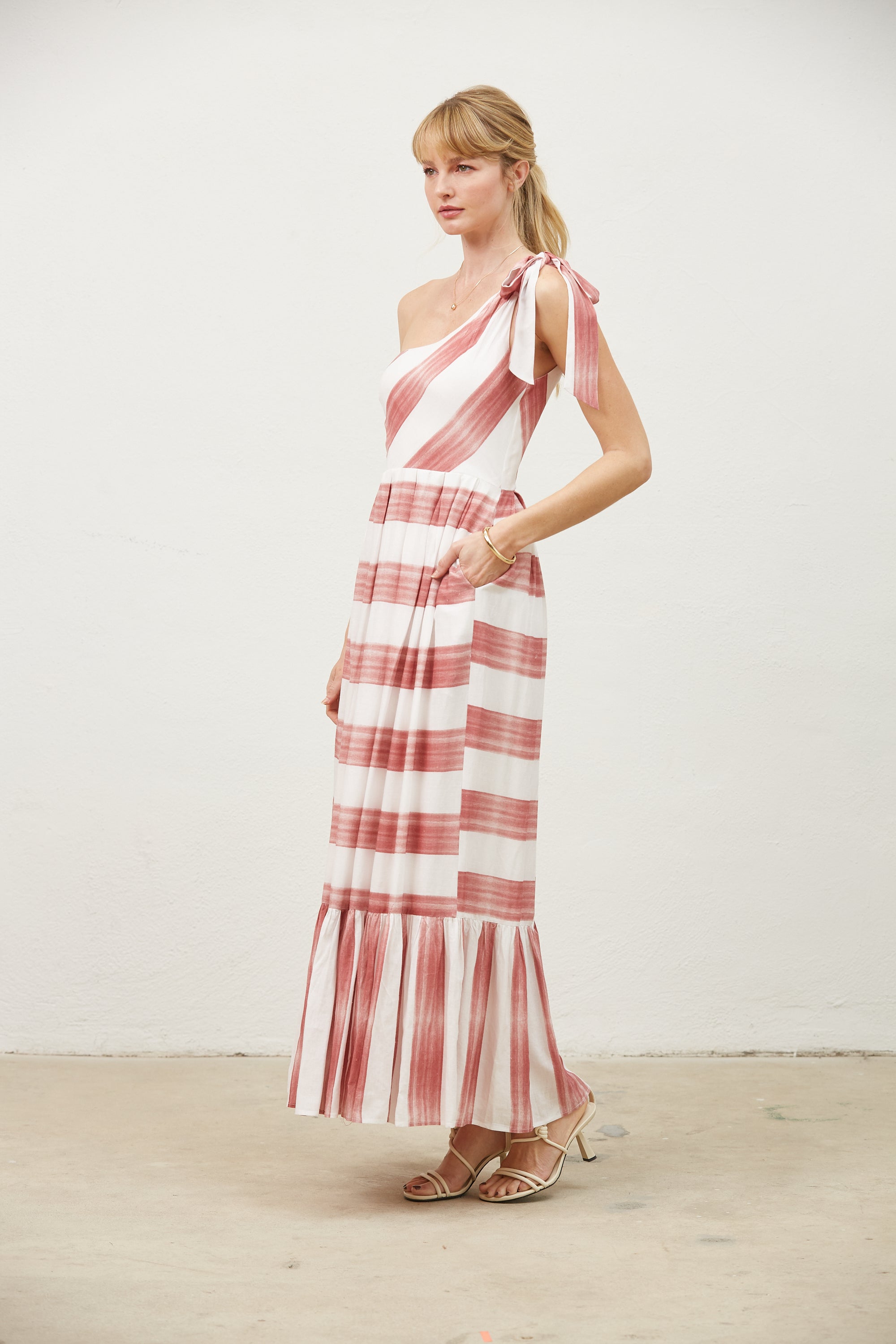 Eloise one shoulder stripe maxi