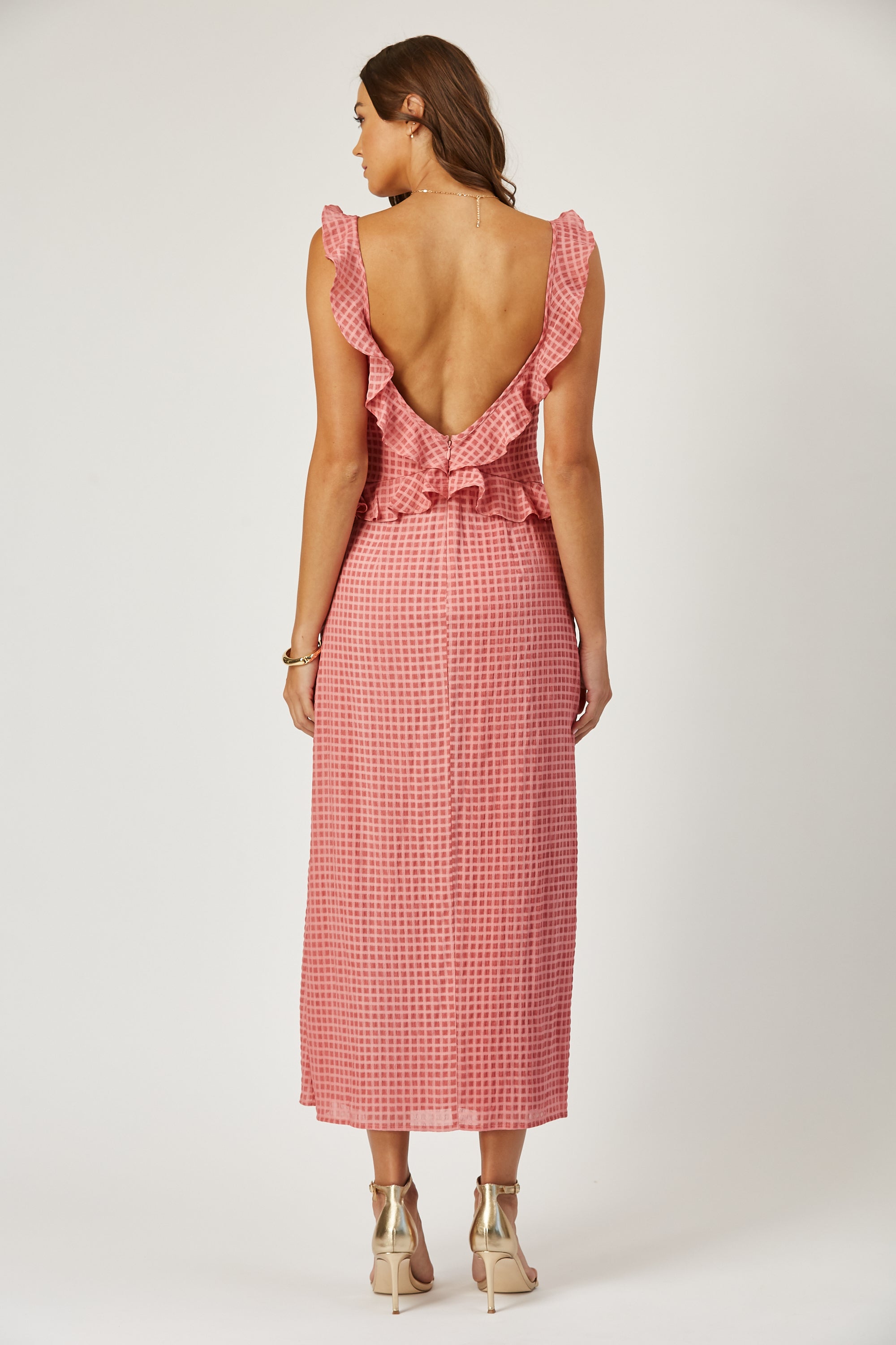 Margaret Ruffle Cascade Midi Dress