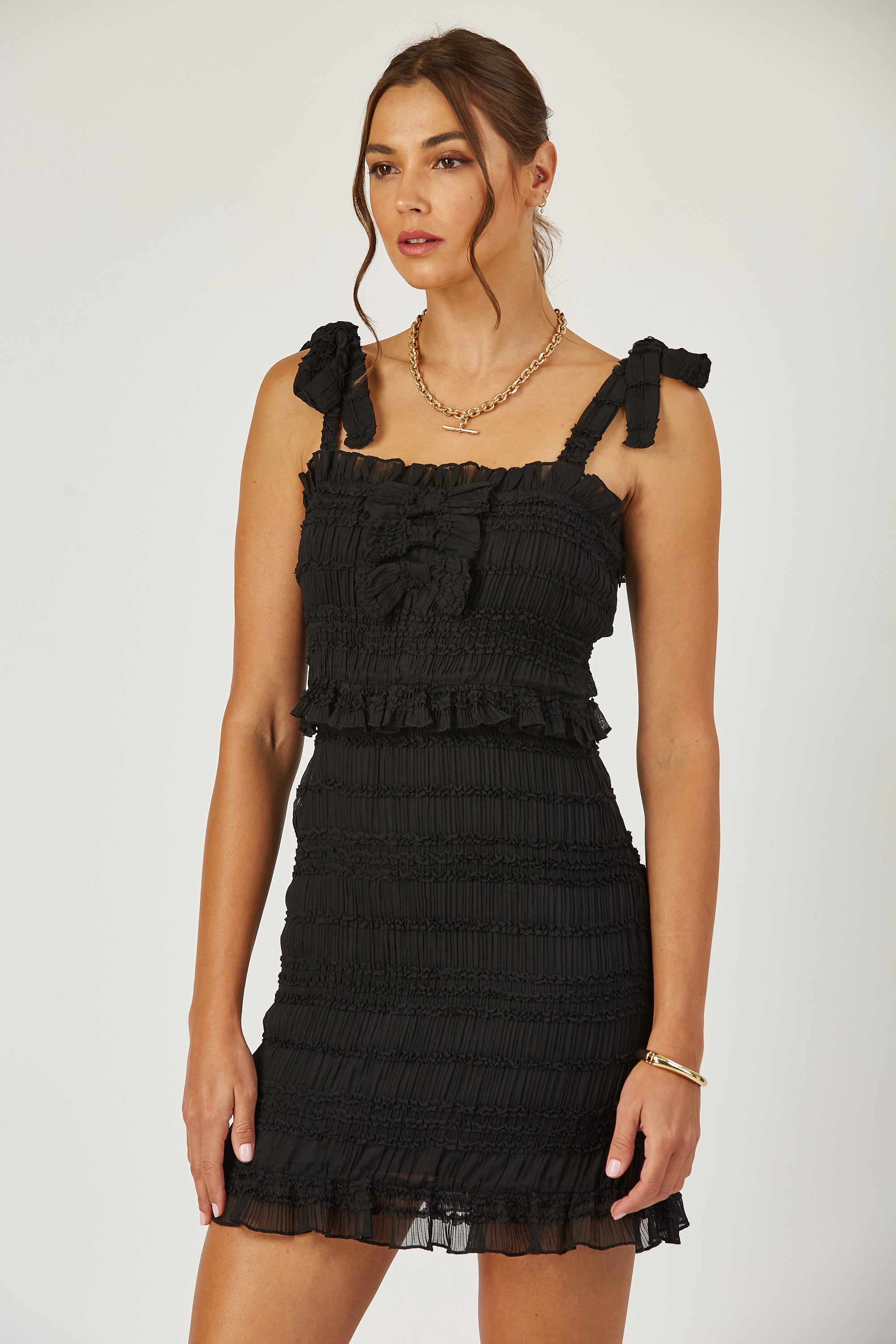 Bianca Textured Tie Strap Mini Dress