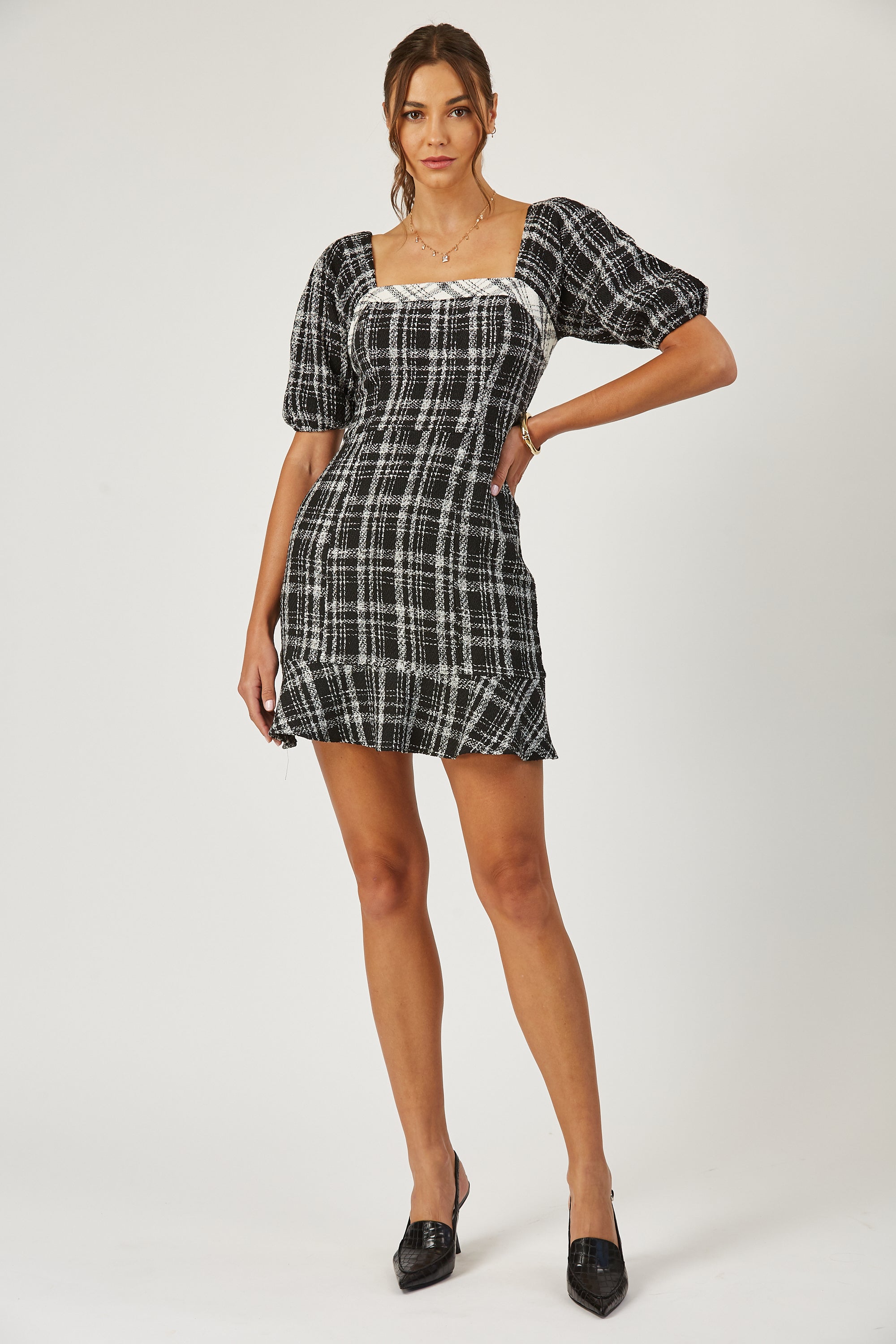 Dakota mix plaid mini dress image 1