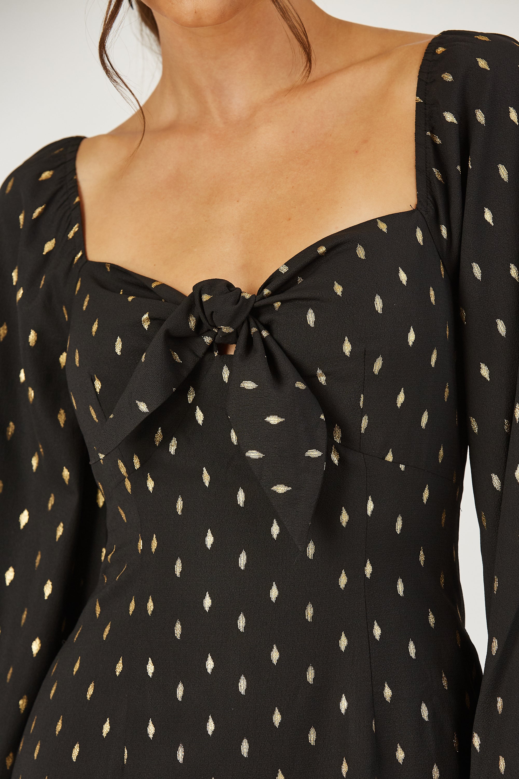 Carly bow front gold dot dress image 4