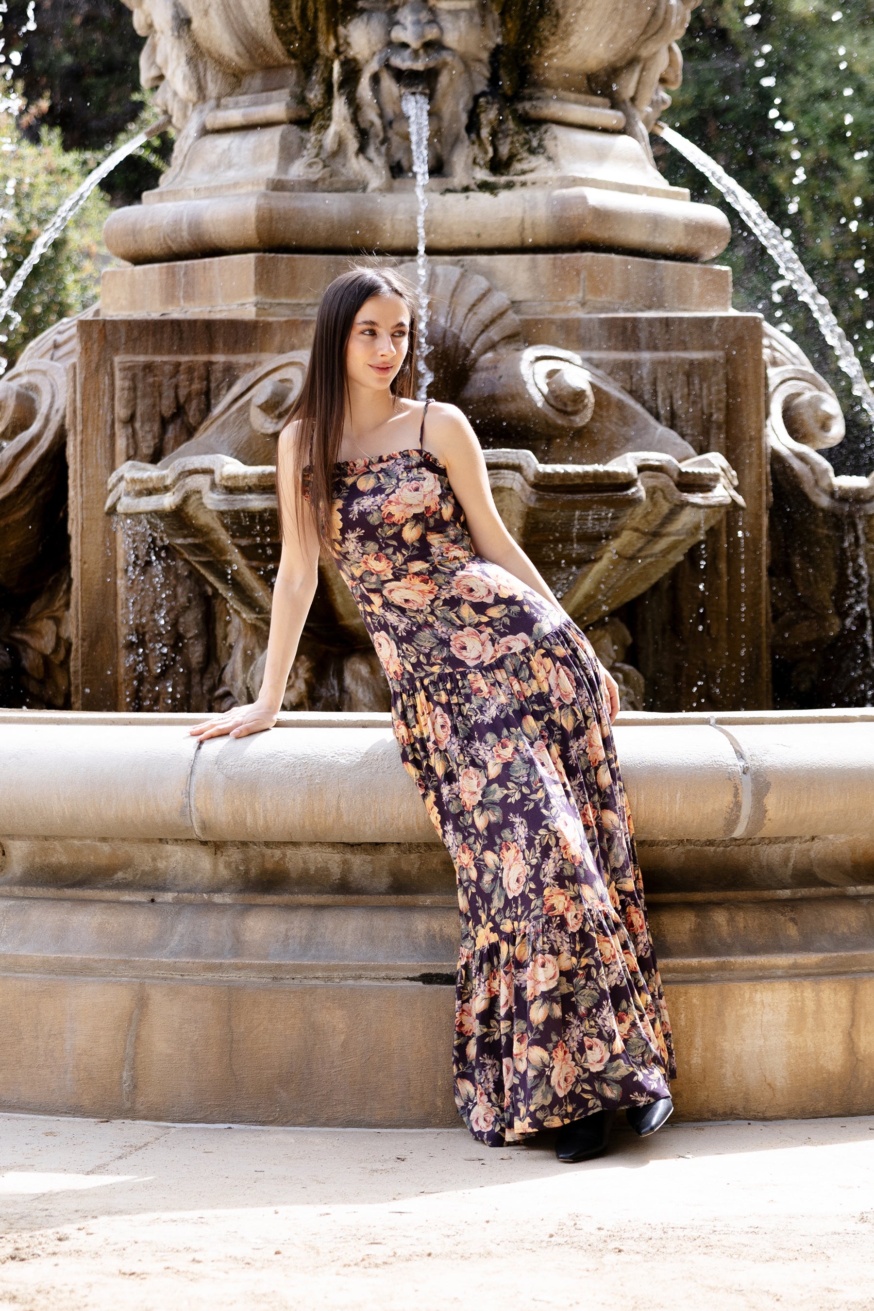 Priscilla Laced Back Floral Maxi Dress