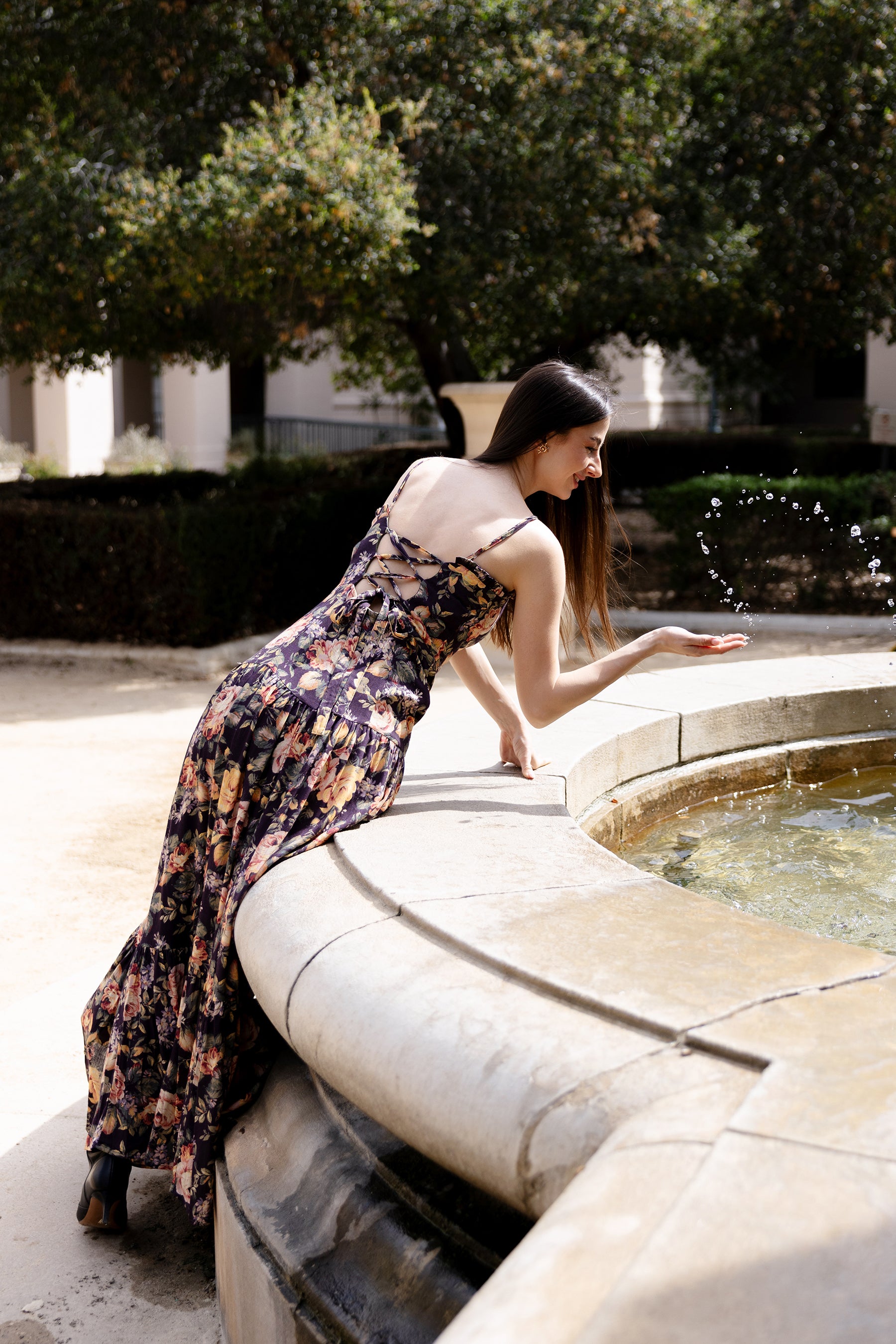 Priscilla Laced Back Floral Maxi Dress