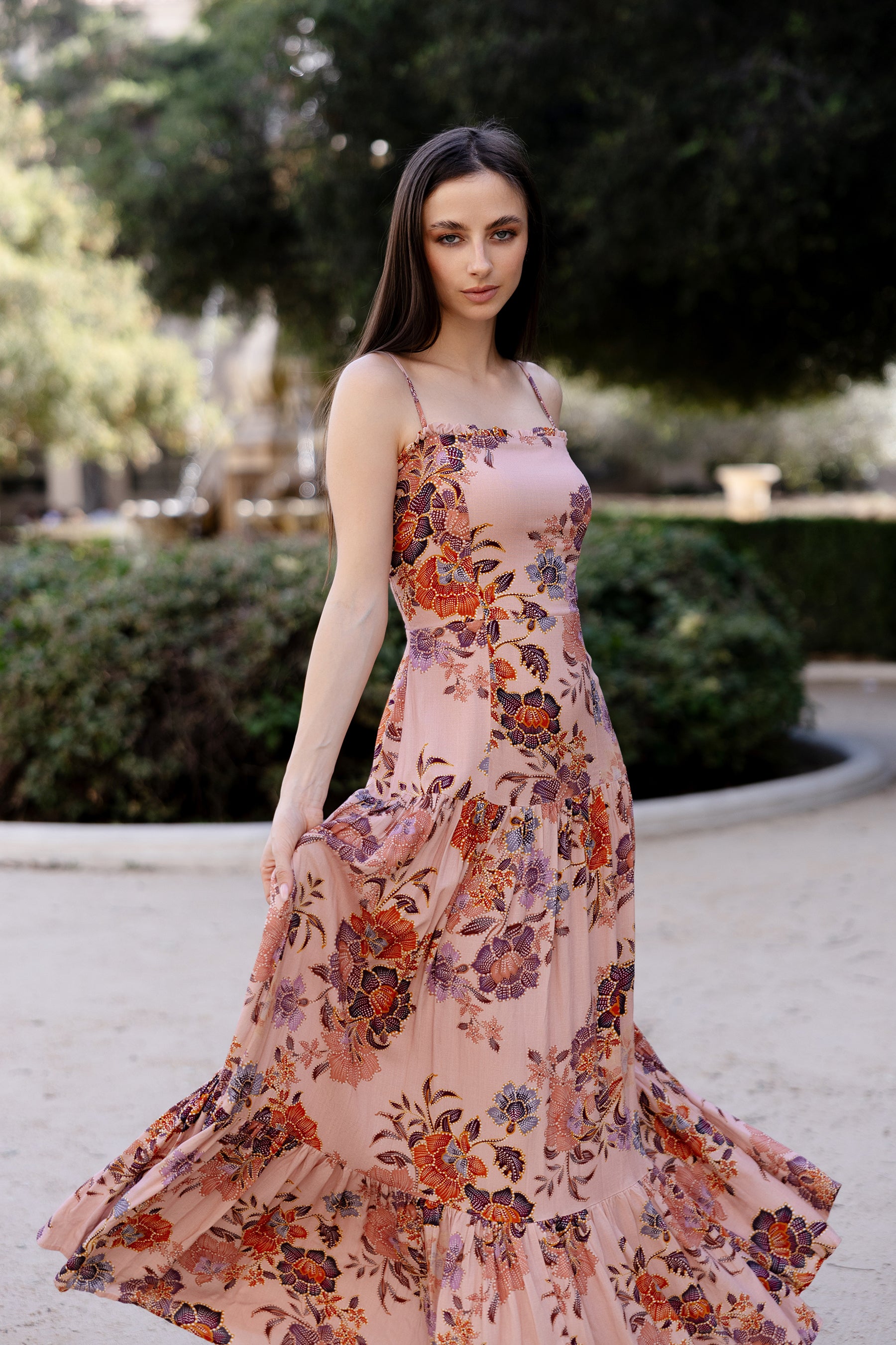 Maia Laced Back Floral Maxi Dress