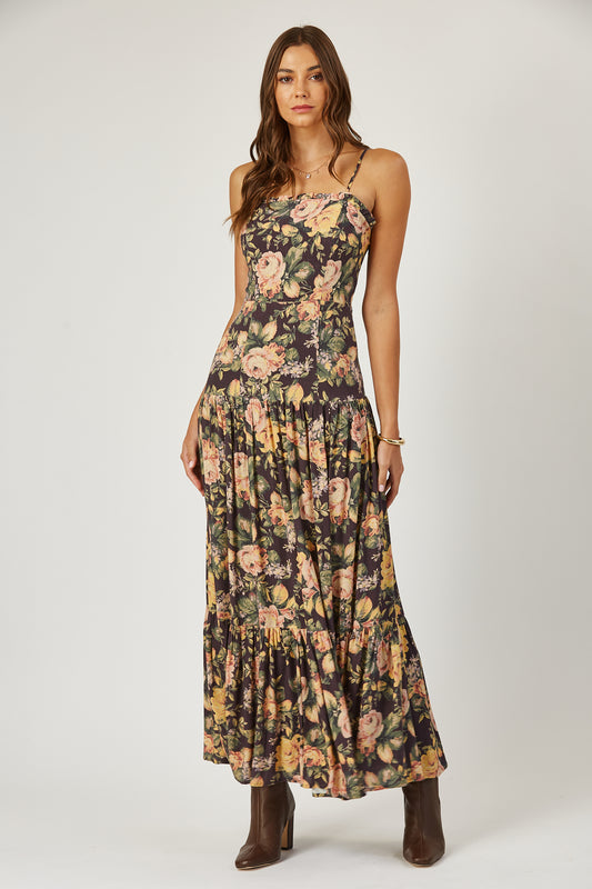 Priscilla laced back floral maxi dress image 1