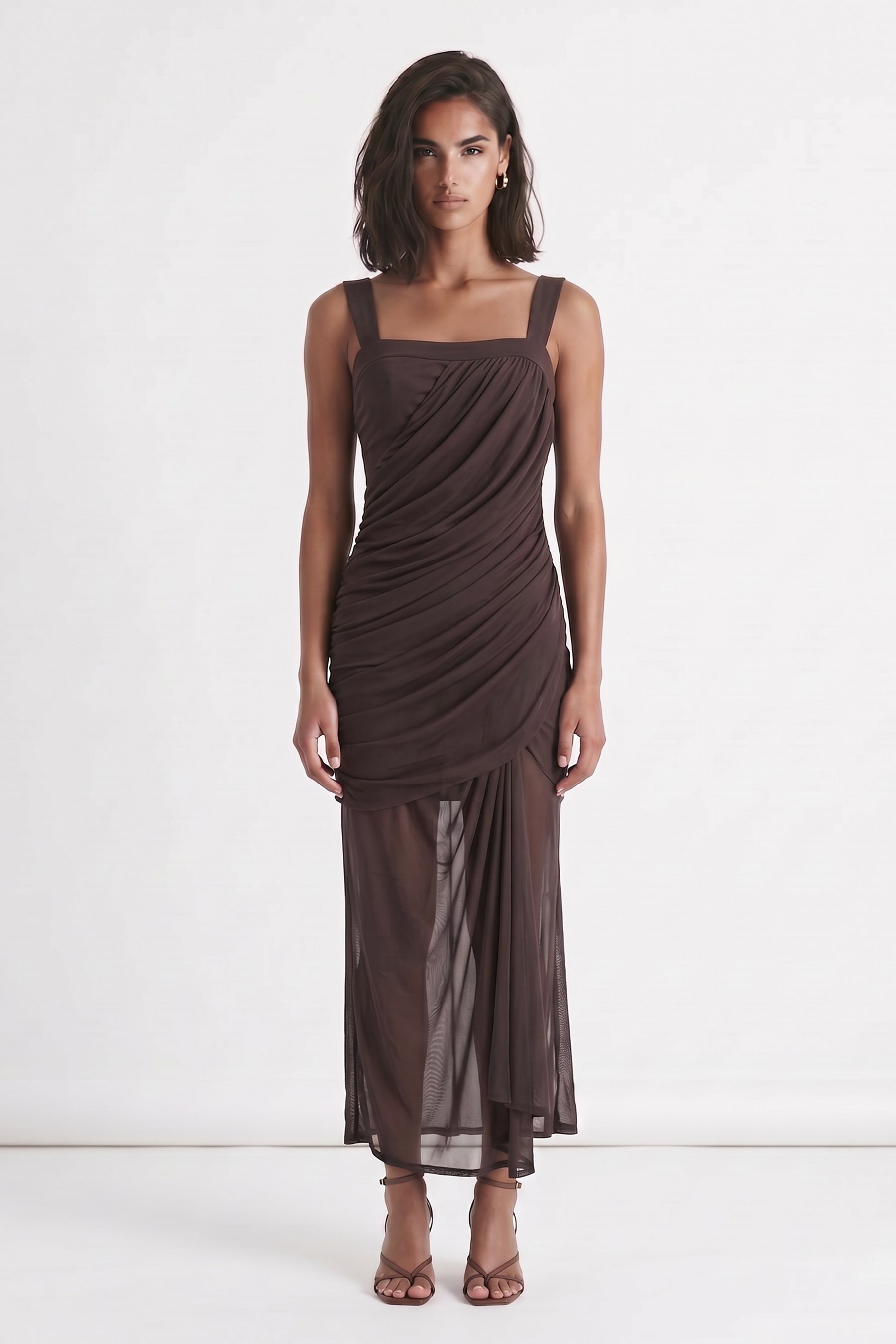 Selene Draped Mesh Dress