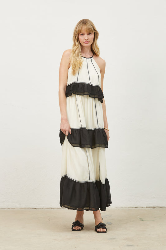 Aurelie contrast tiered maxi