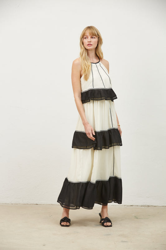 Aurelie contrast tiered maxi