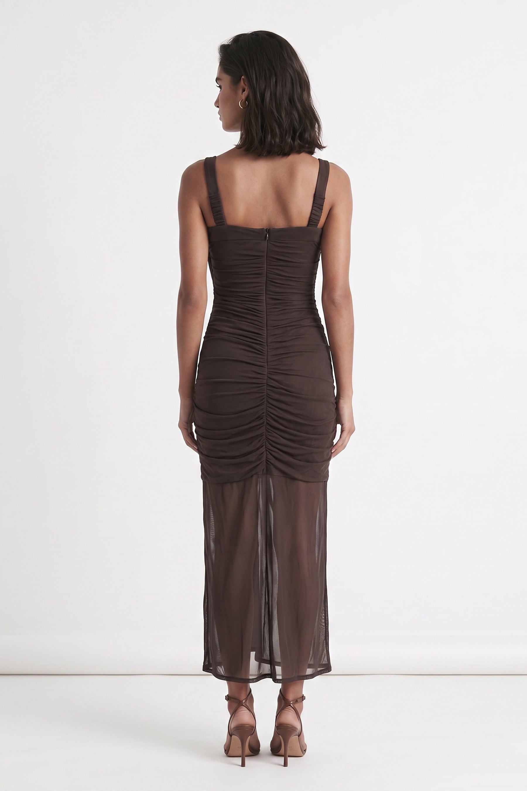 Selene Draped Mesh Dress