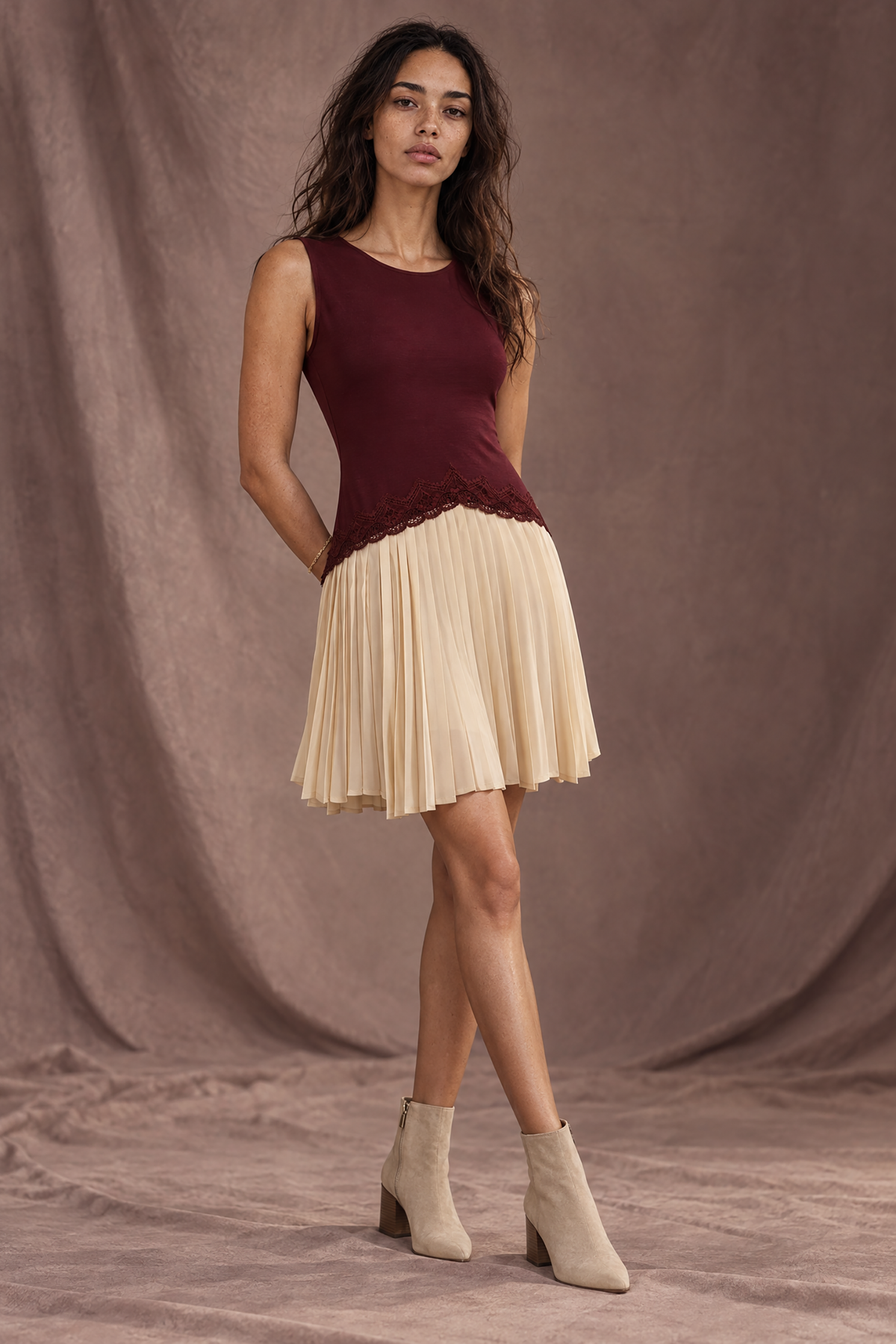 Simone Pleat Mini Dress